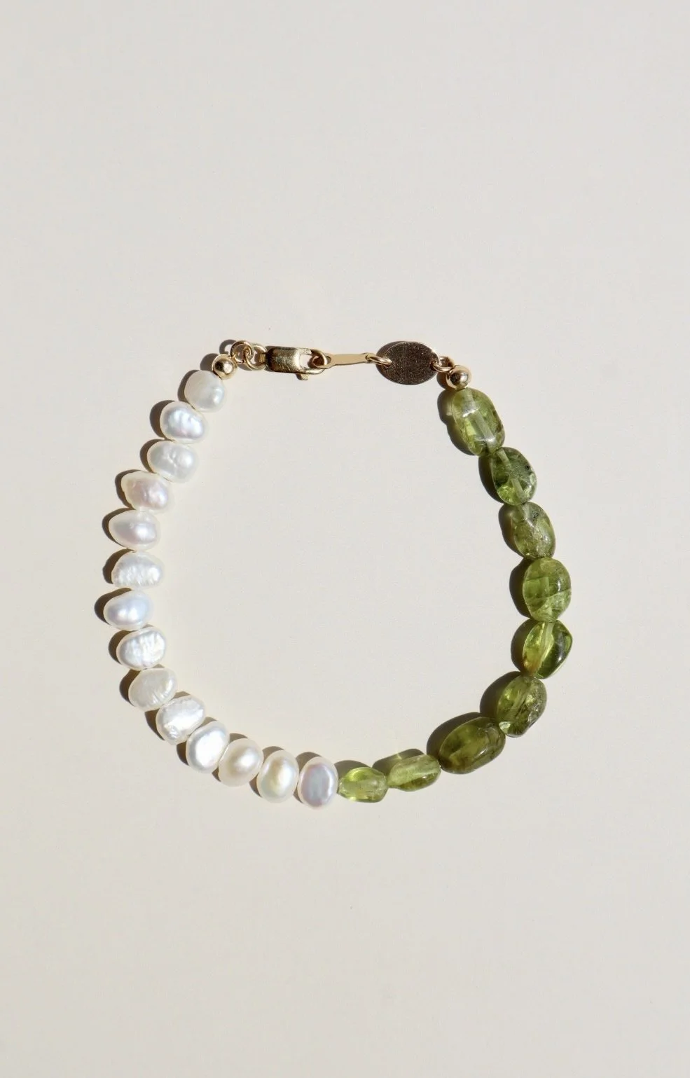 NEW Peridot Freshwater Pearl Gemstone Bracelet