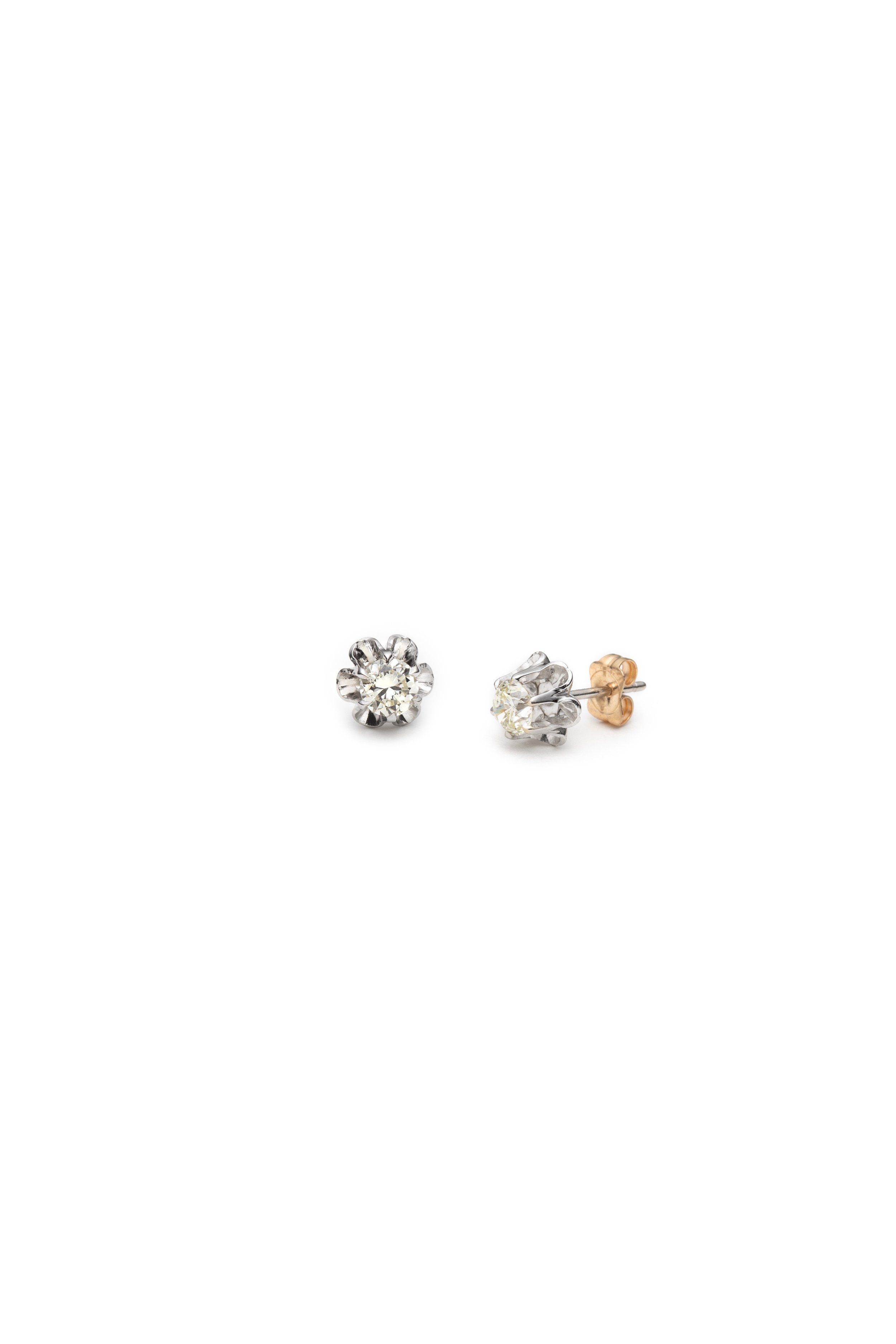 Natural Diamond White Gold Studs