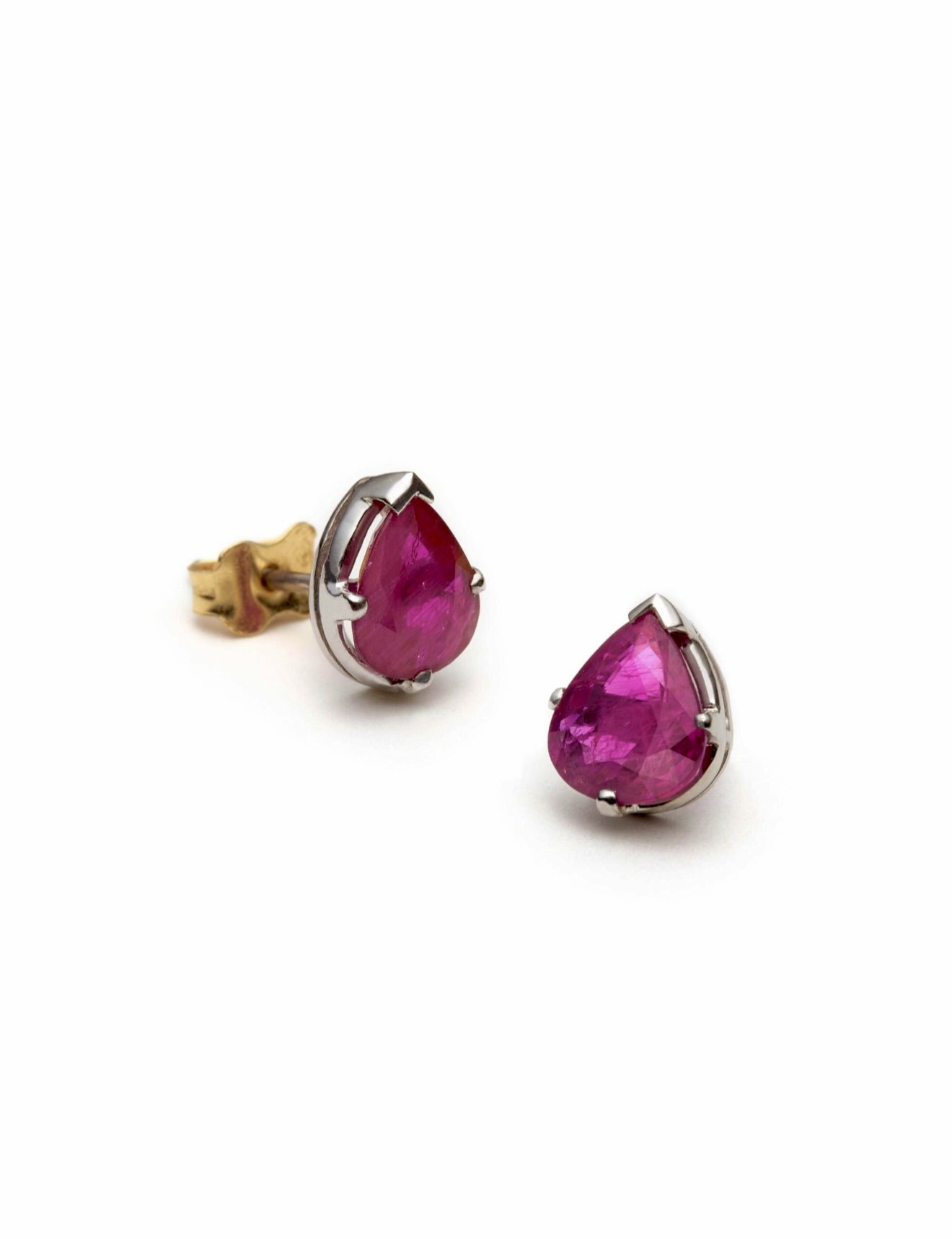 Vintage Ruby Pear Shaped Studs