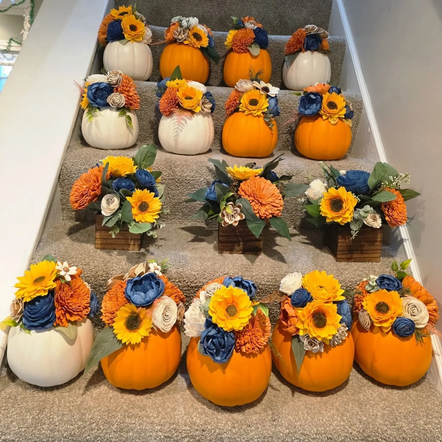 If we have any centerpieces remaining from the event today, would anyone be interested in purchasing them? 😍 free shipping. $40 + tax or pick up at Uniquely Handmade For You at 136 Main St Wadsworth. The perfect centerpieces for your Thanksgiving di