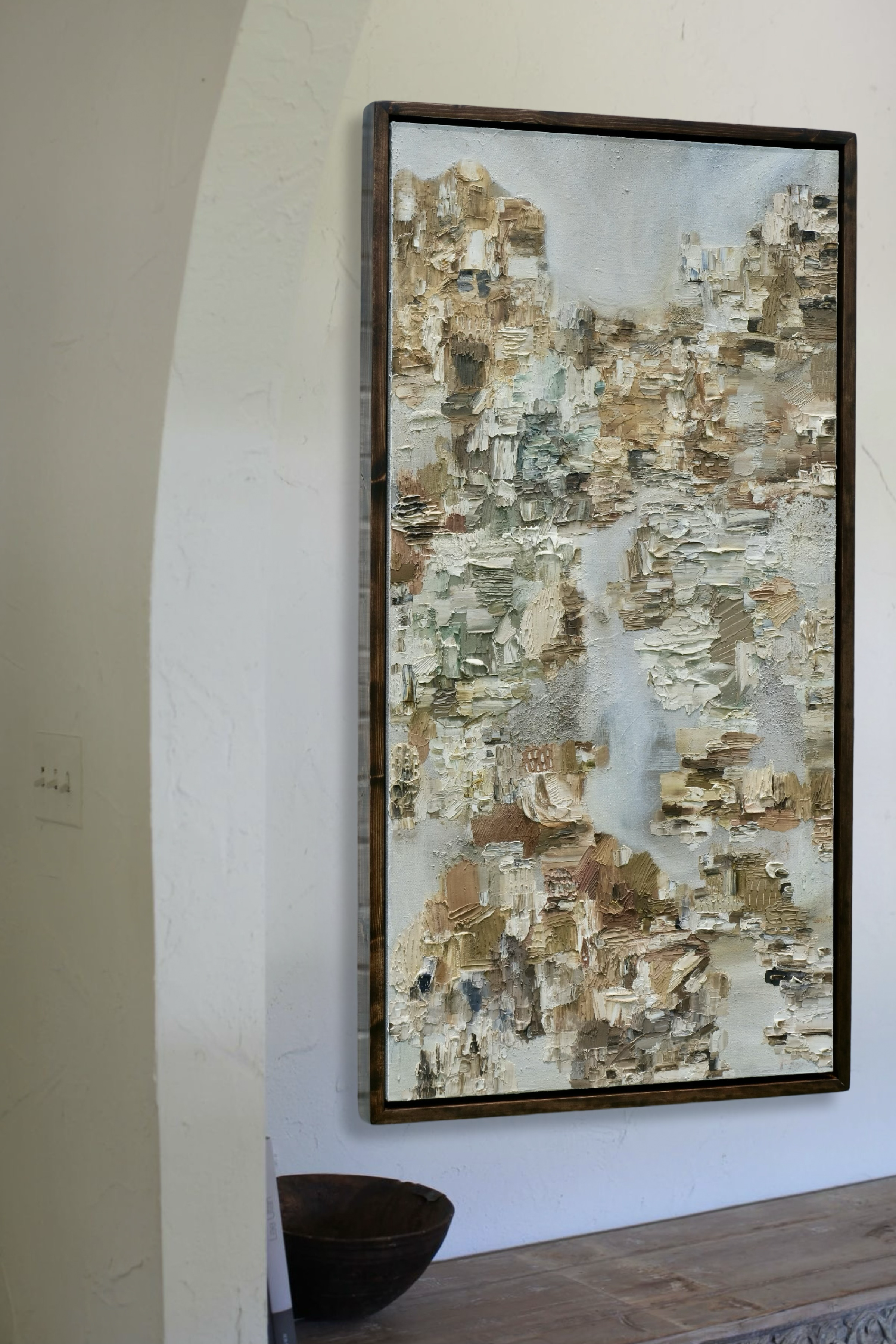 original art installed for a client in roanoke virgina called dissociation. plaster, gemstones, rock pigment, oil and more.