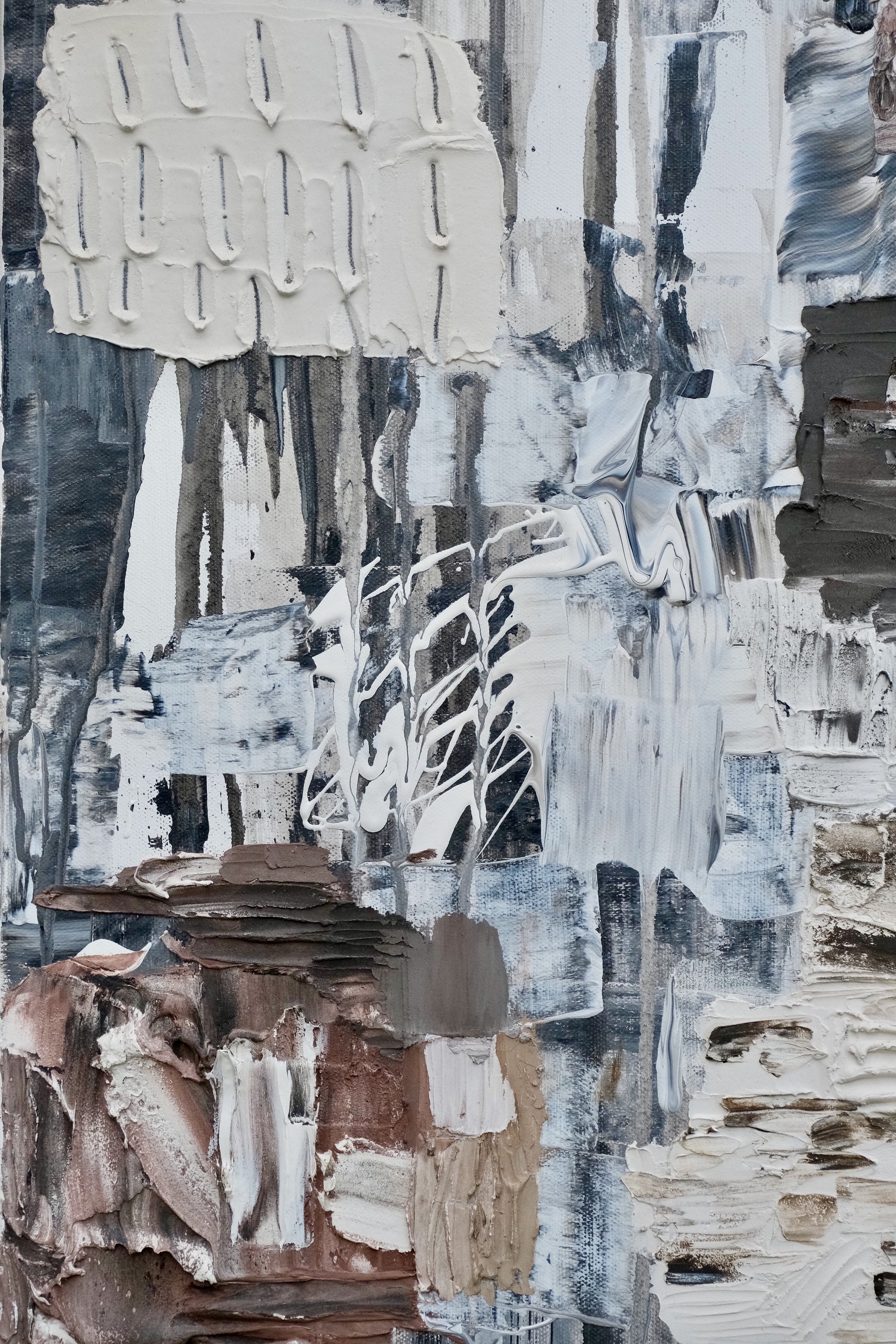 textured abstract painting, made of plaster, oil, ink