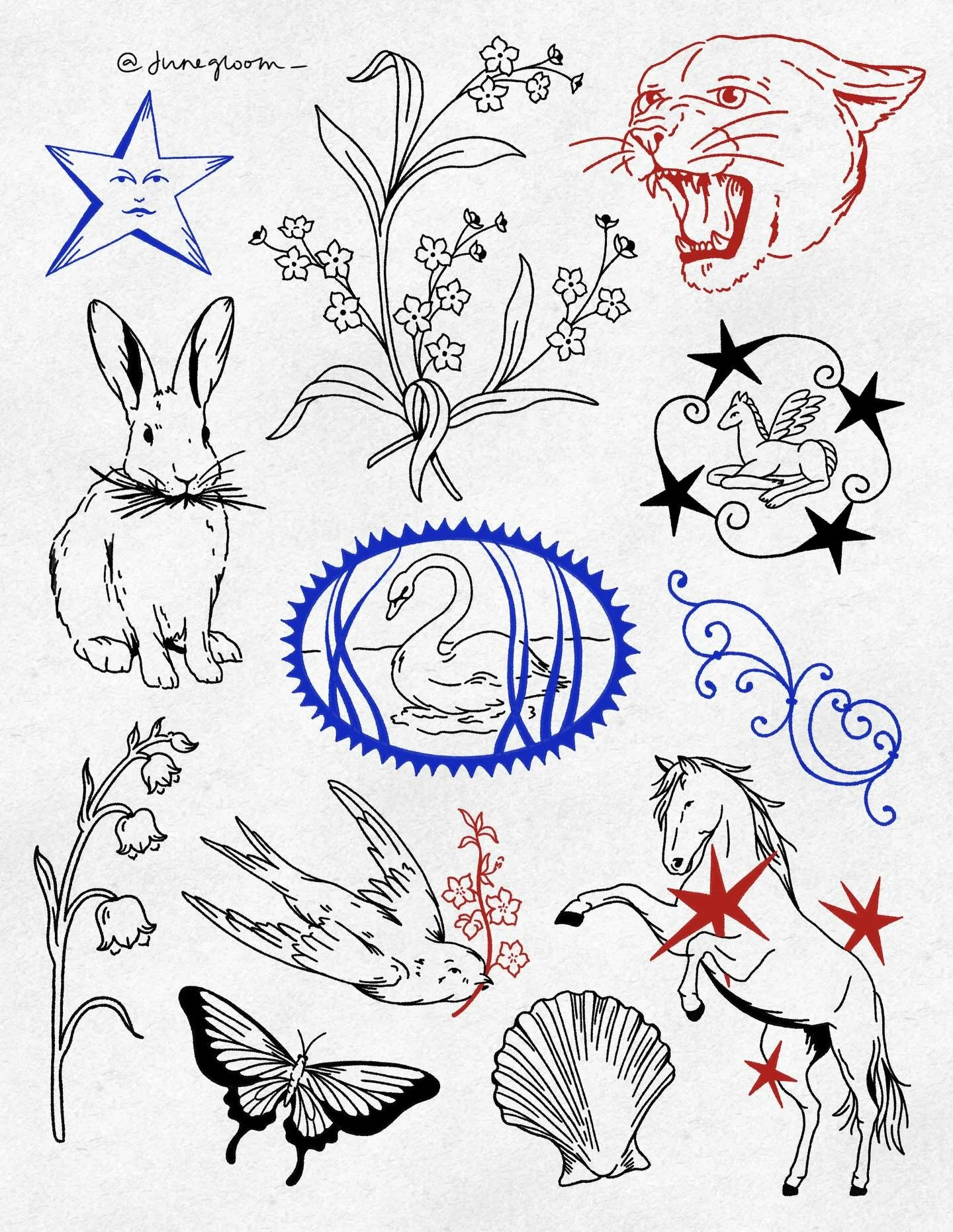 Now booking May &amp; June appointments at the link in my bio 🕊️ all of my flash can be done in color or black :)