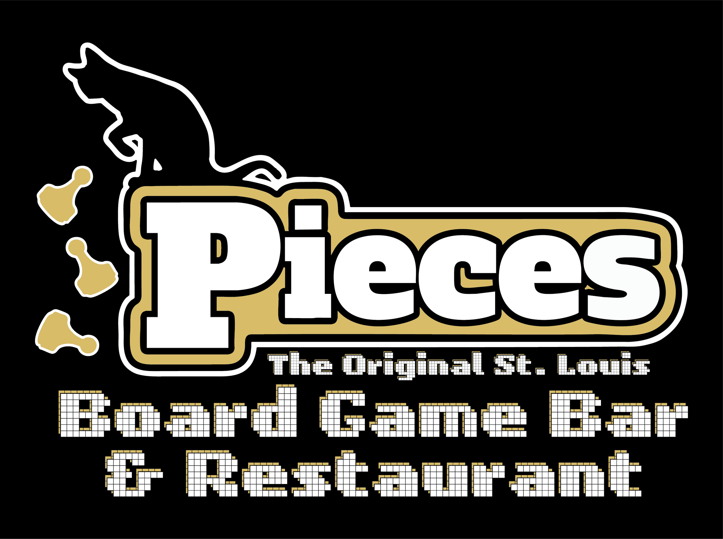 Logo for Pieces, the original St. Louis board game bar and cafe