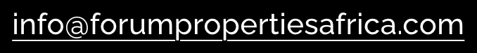Email address info@forumpropertiesafrica.com on a white background