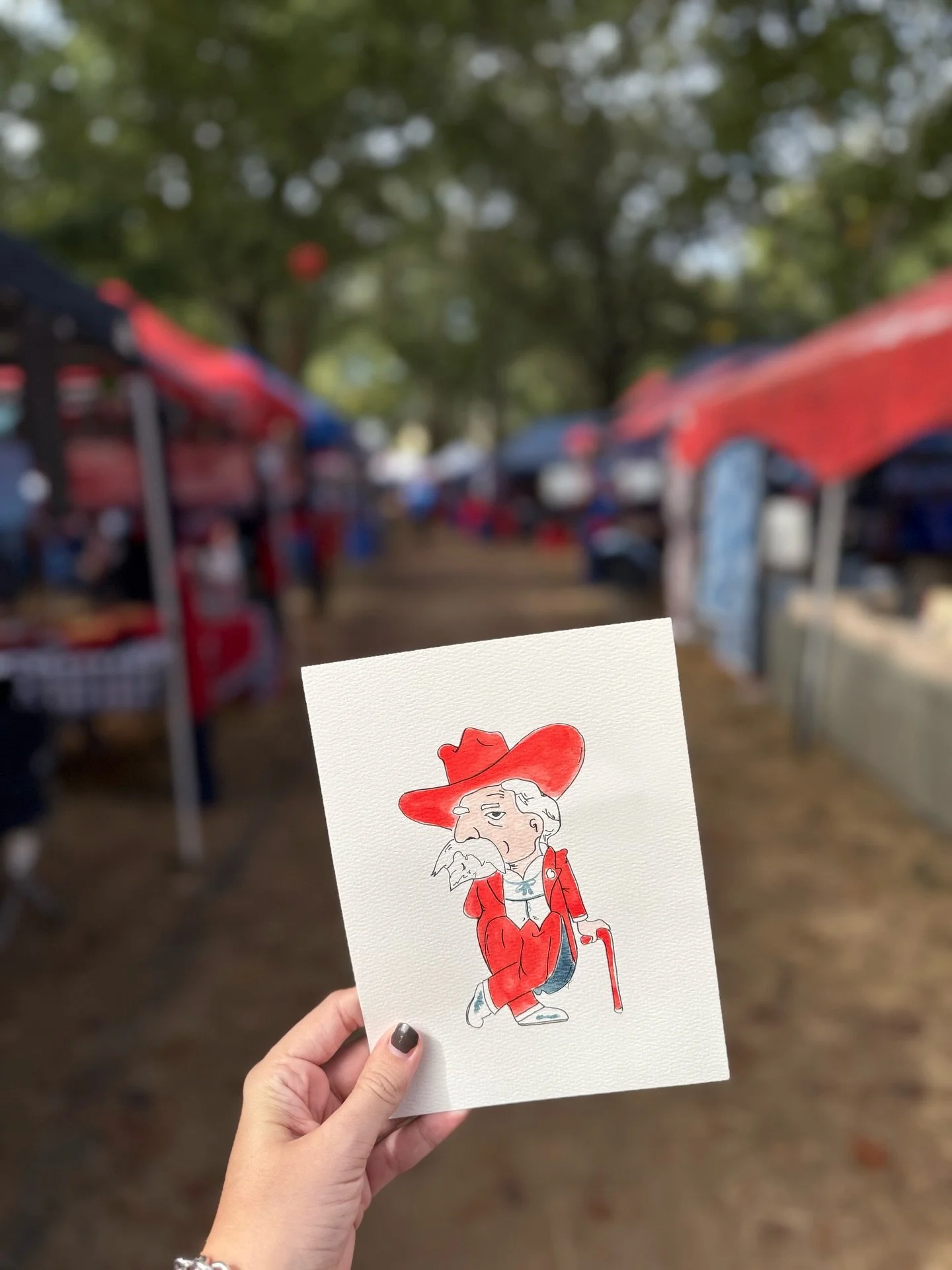 Hotty Toddy, Gosh Almighty! Colonel Reb made an appearance in The Grove yesterday for game day! 💌📬🏈 @wisalfletch 

#handpainted #olemiss #hottytoddy