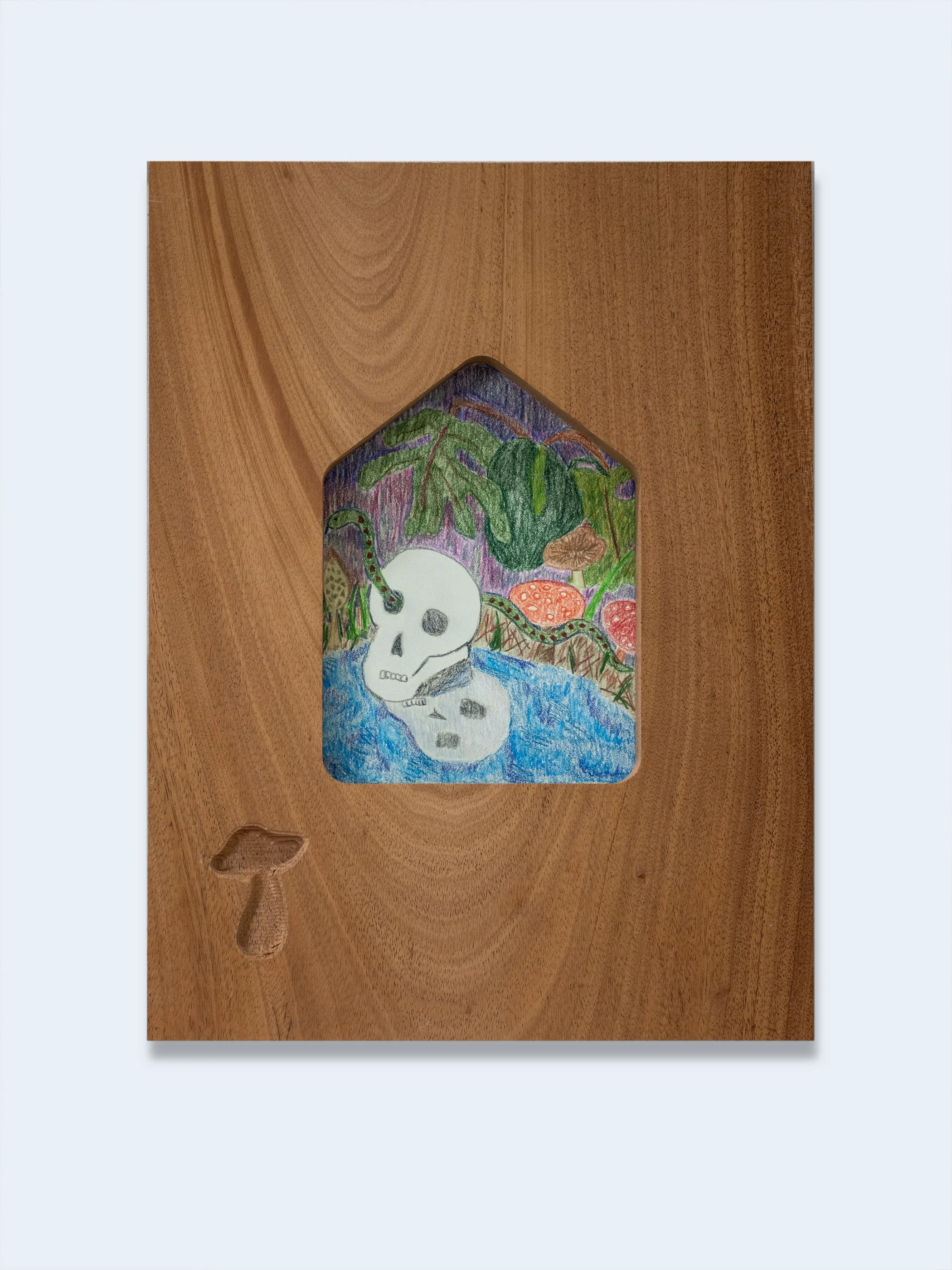 Autumn Harvest & Decay, 2026, colored pencil on Stonehenge paper with maple, artist-made frame, 16h x 12w inches