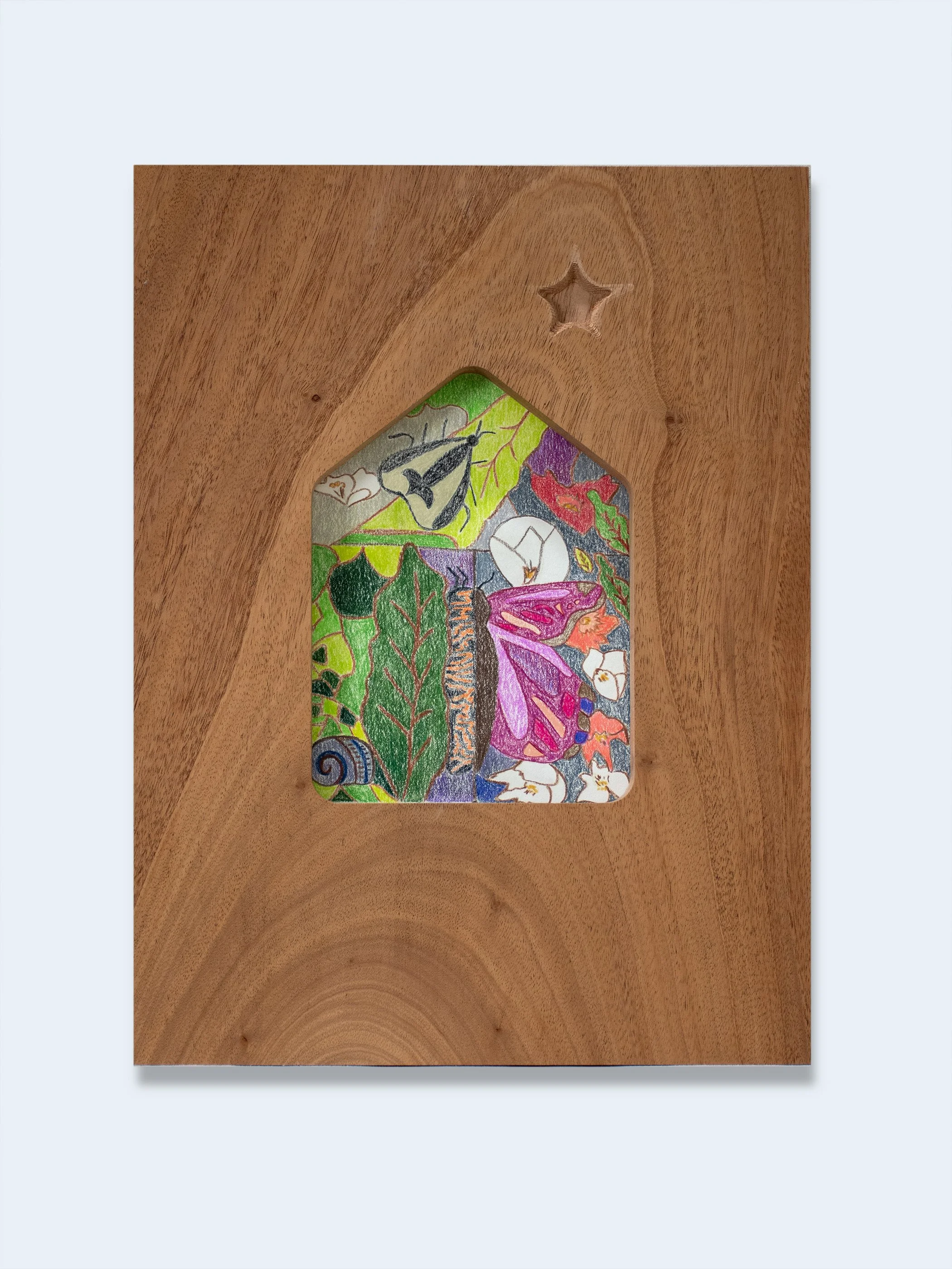 Summer Growth, 2026, colored pencil on Stonehenge paper with maple, artist-made frame, 16h x 12w inches