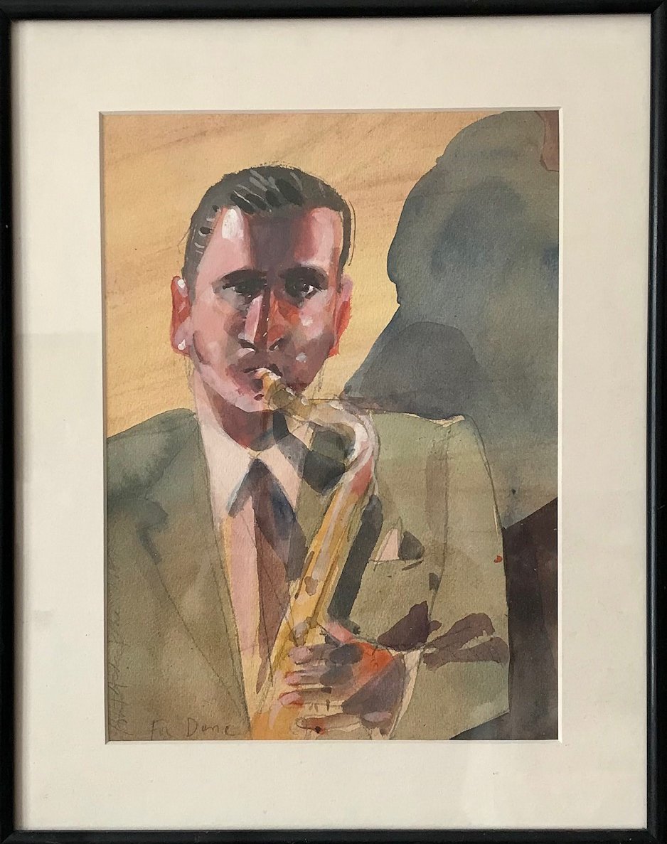 Stan Getz - watercolor on paper - 14 1/2"H x 12"W