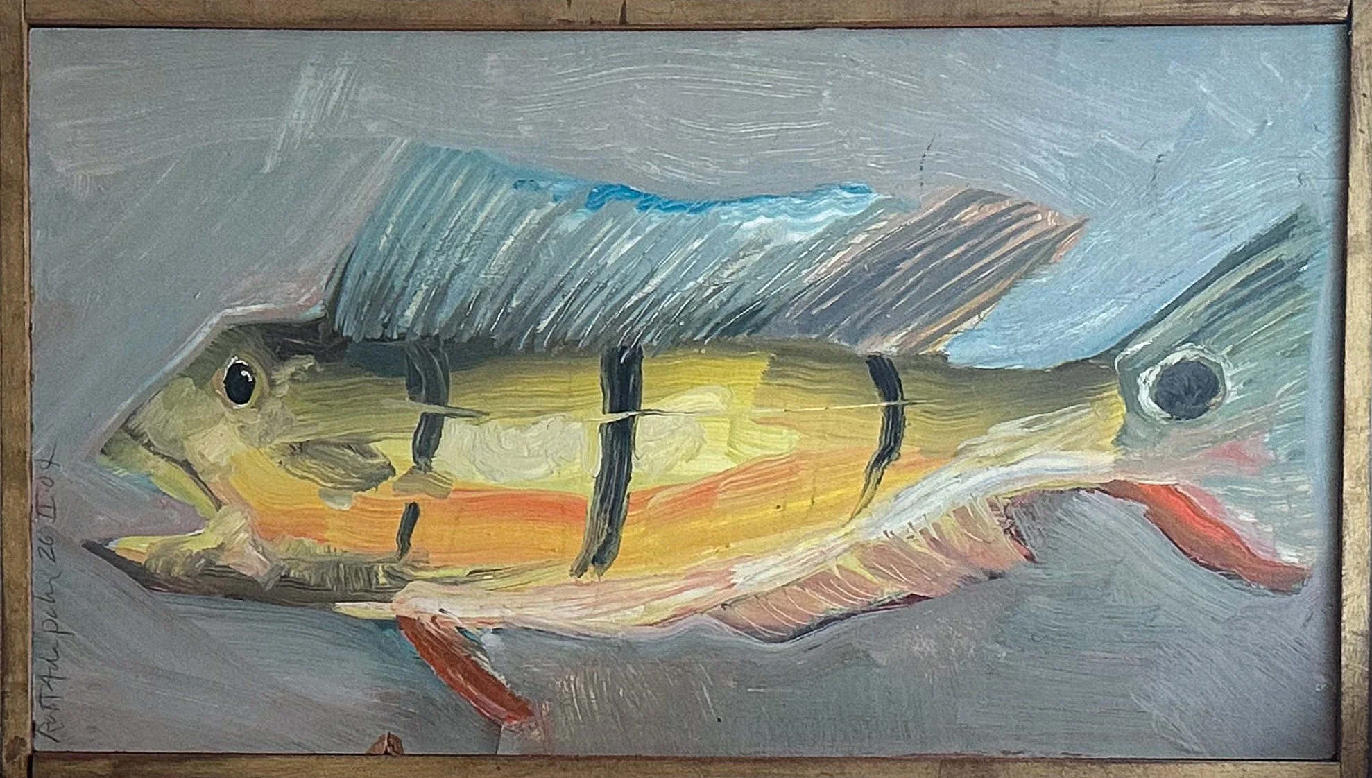 Peacock bass - acrylic on wood panel 