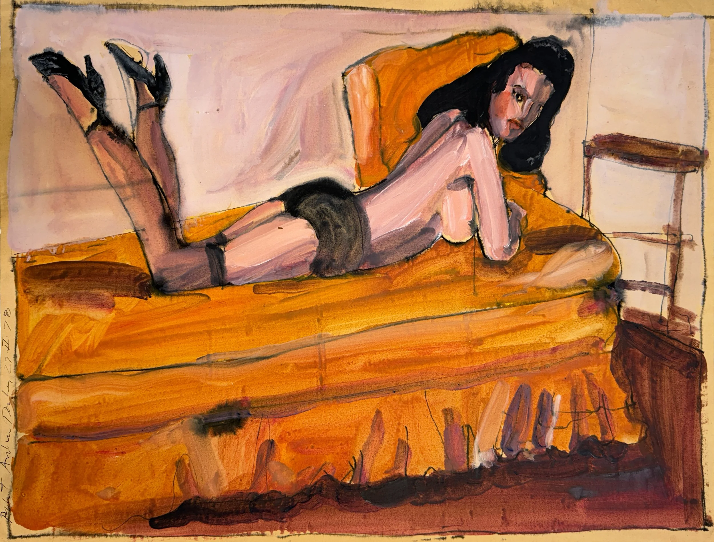 Betty Page - acrylic on paper - 20"H x 25 1/2"W
