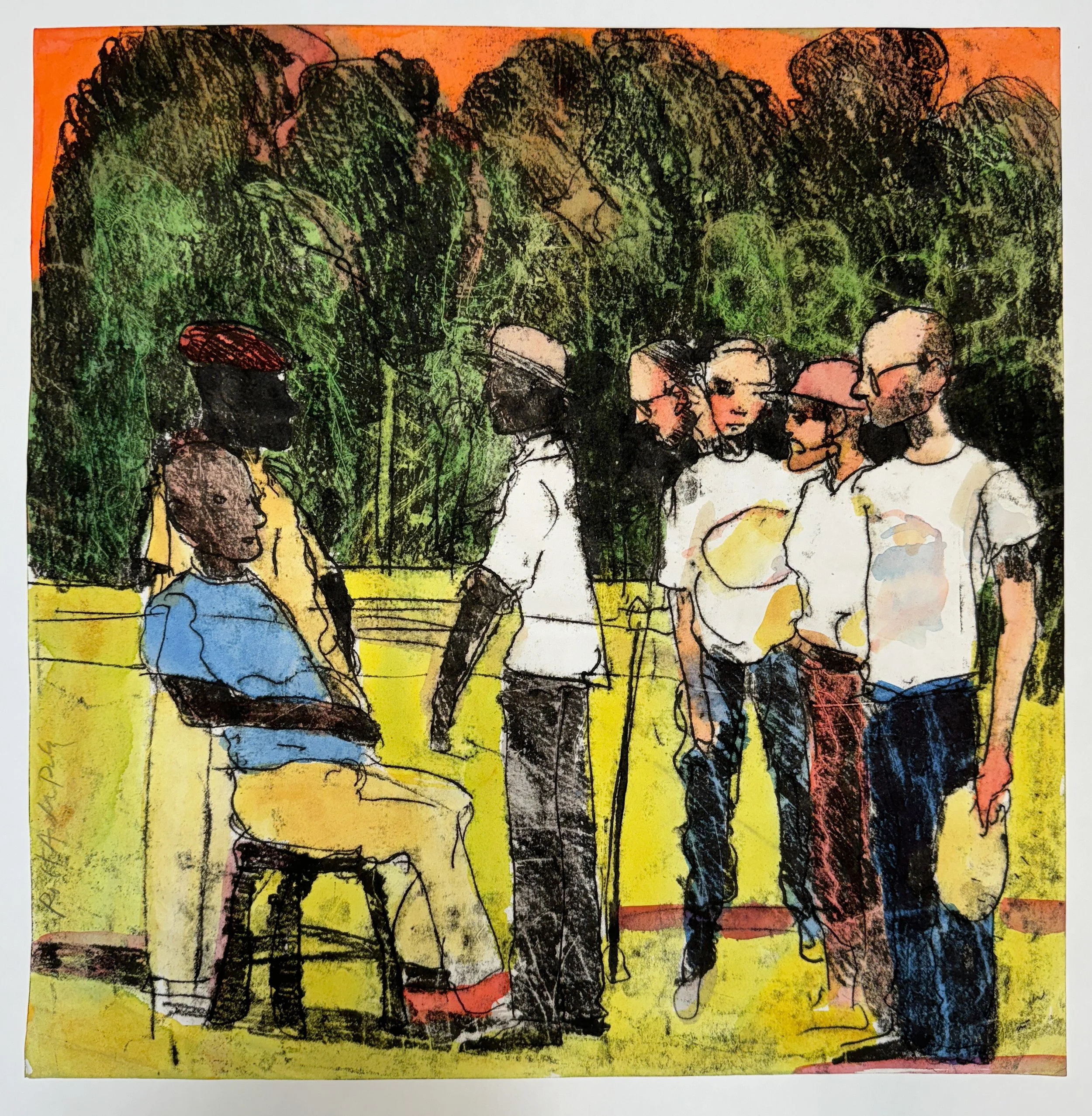 Tribal Elder - monoprint on paper 