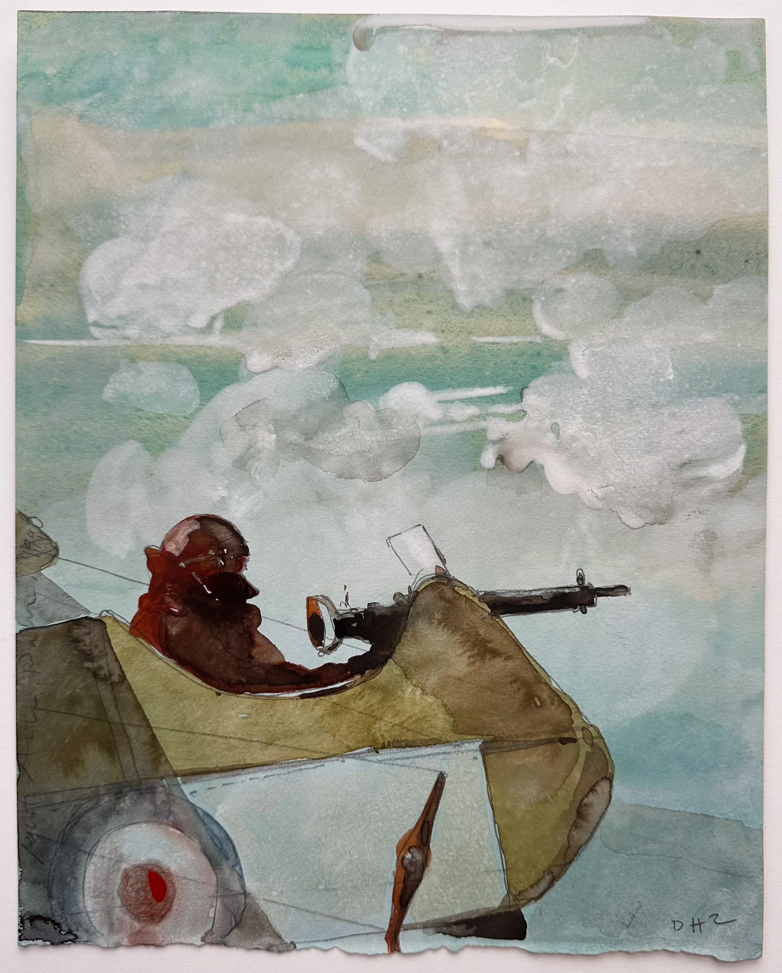 Gunner - watercolor on paper - 10 1/2"H x 8 1/2"W