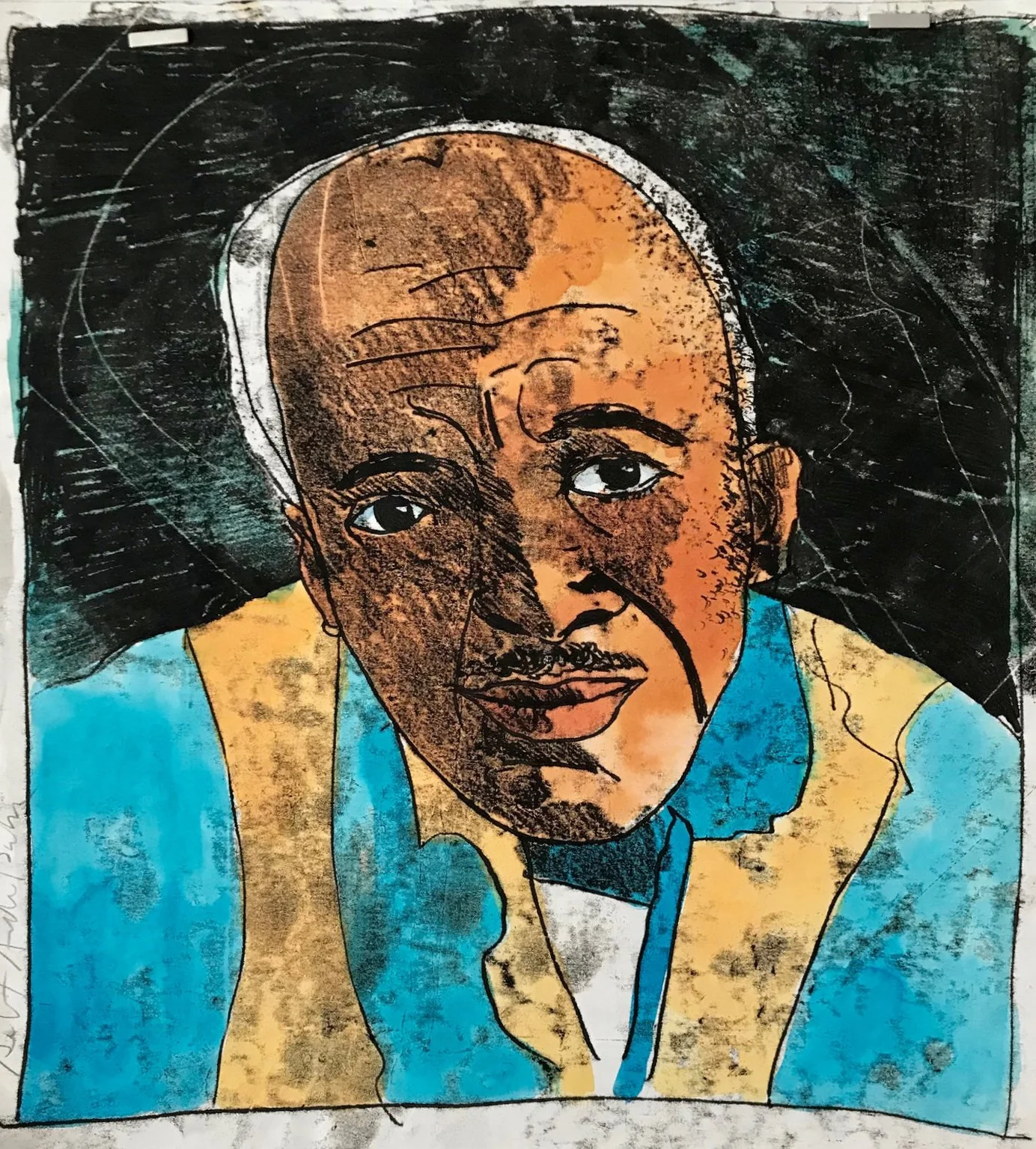 Henry Townsend - hand tinted monotype - 15"H x 13 1/2"W