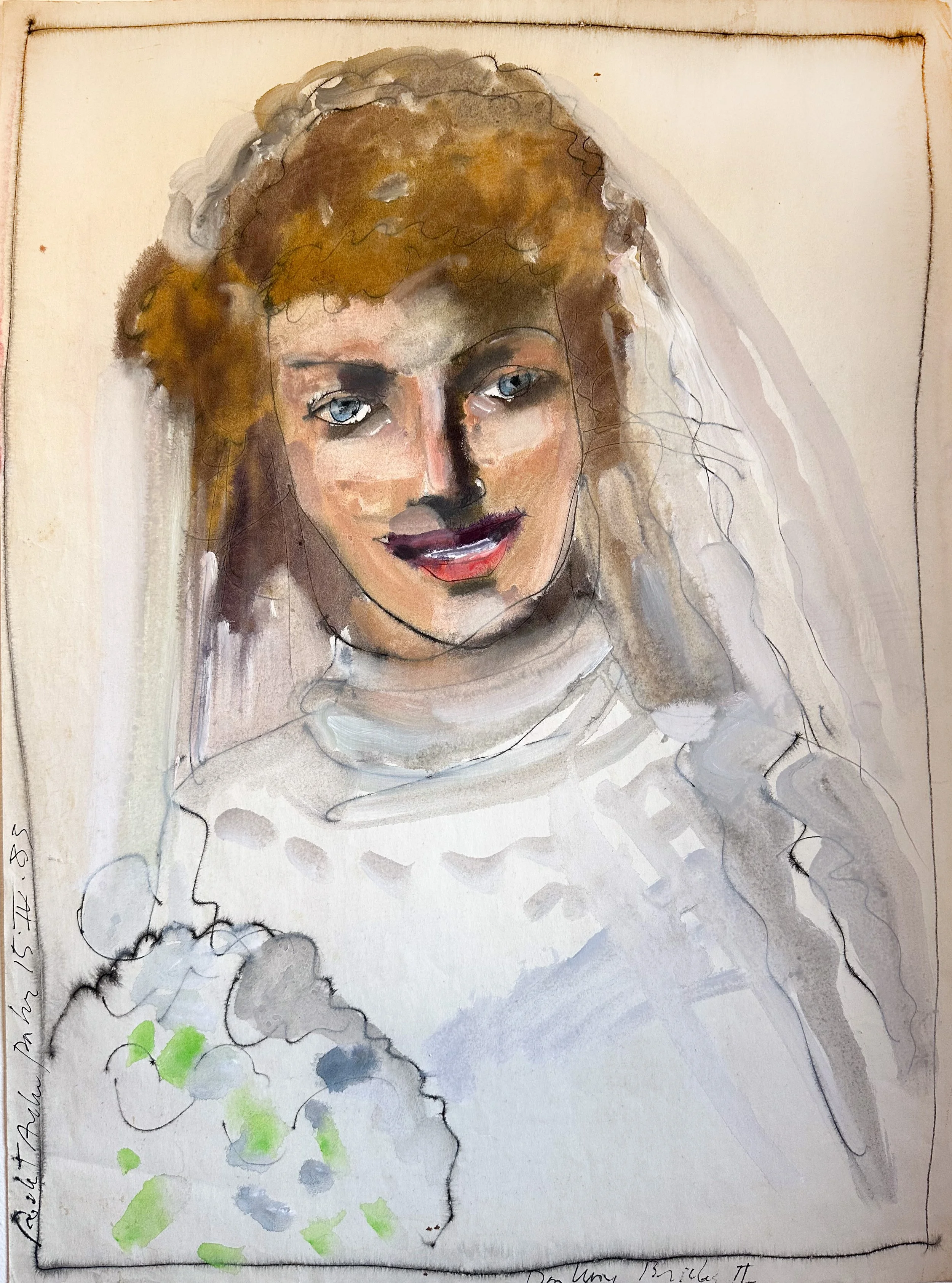 Danbury Brides II - watercolor on paper - 24"H x 17 1/2"W