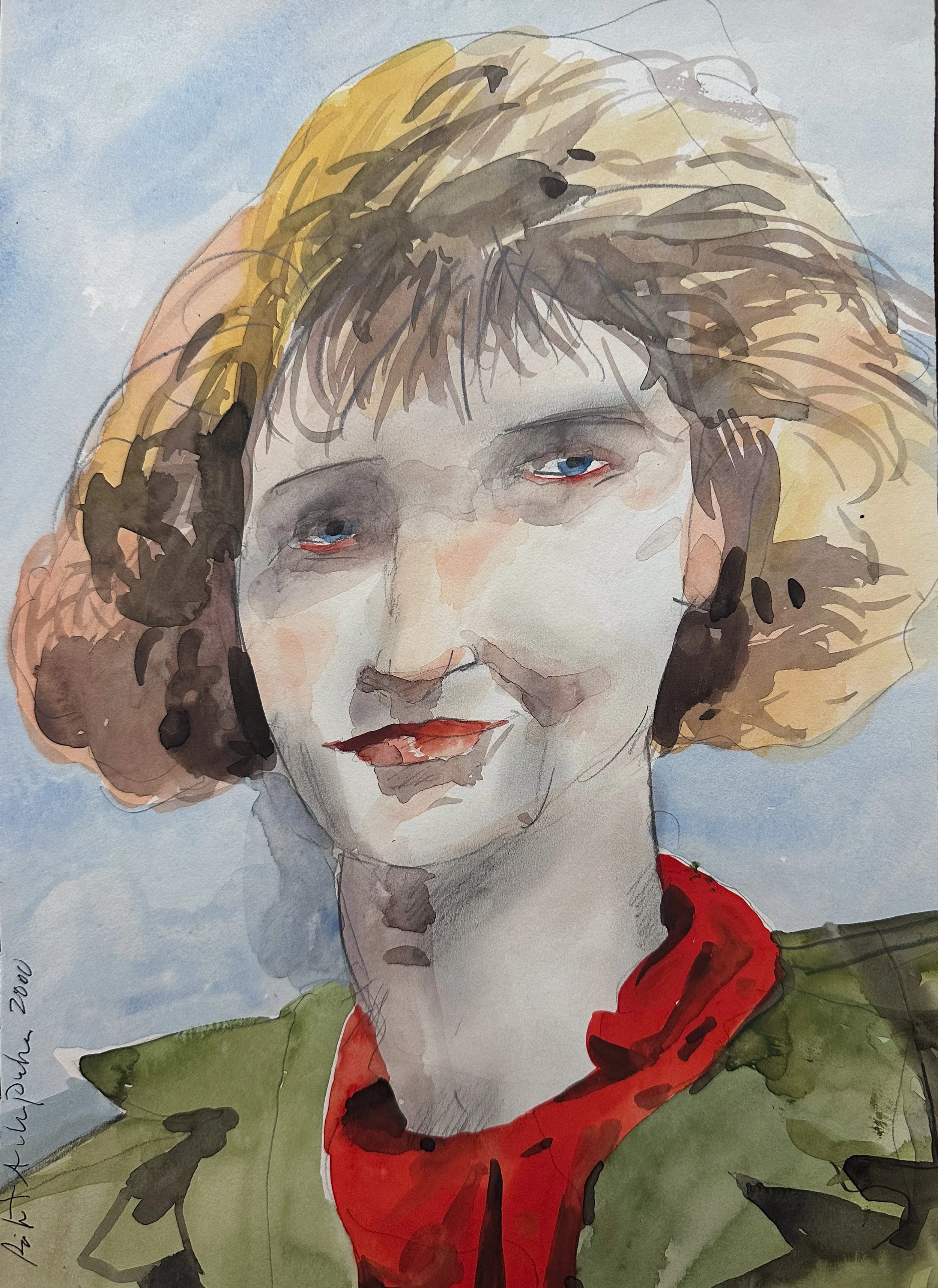 Neighbor - watercolor on paper - 12 3/4"H x 9 1/2"W 