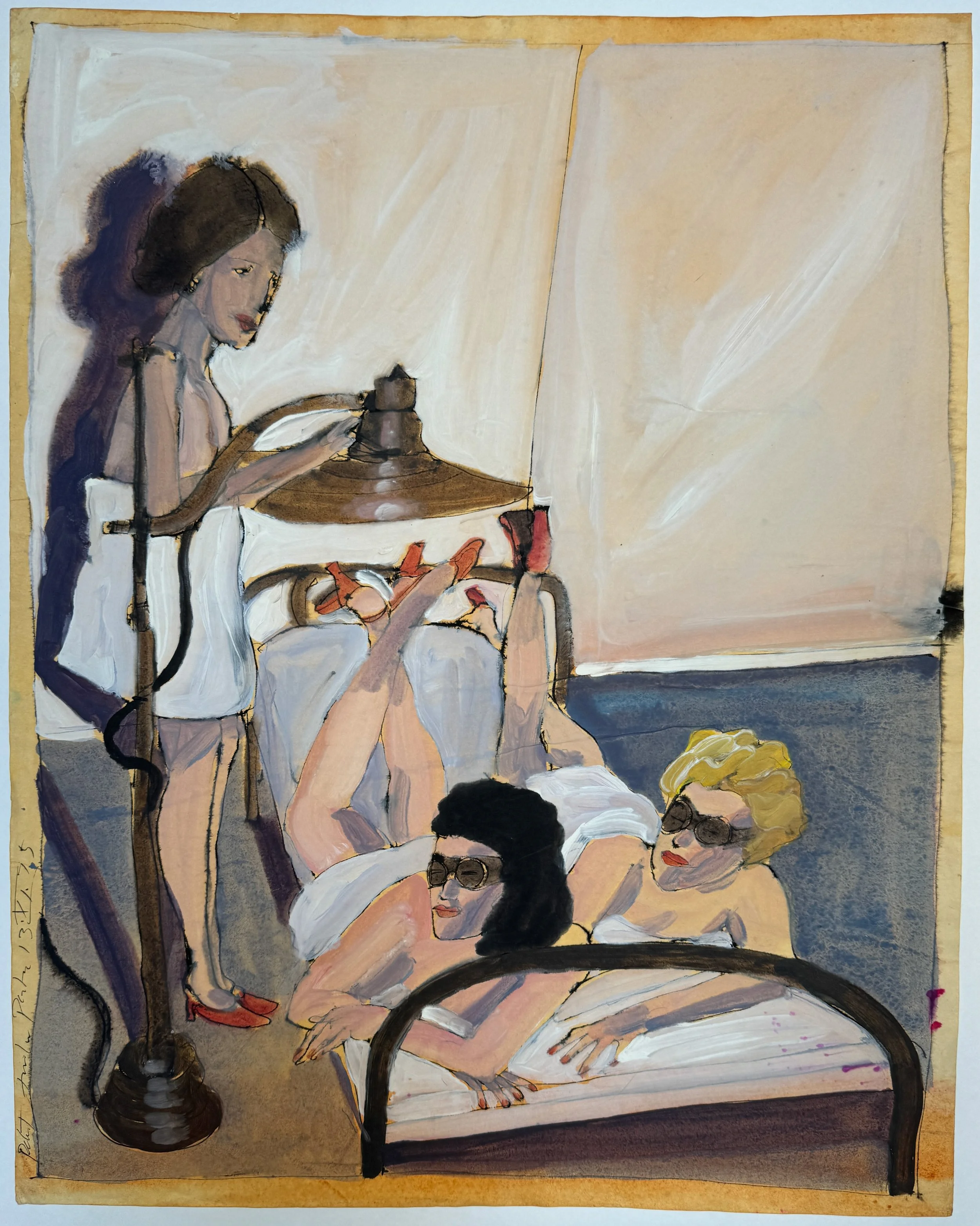 Suntans on Sunday - acrylic on paper - 24"H x 16"W