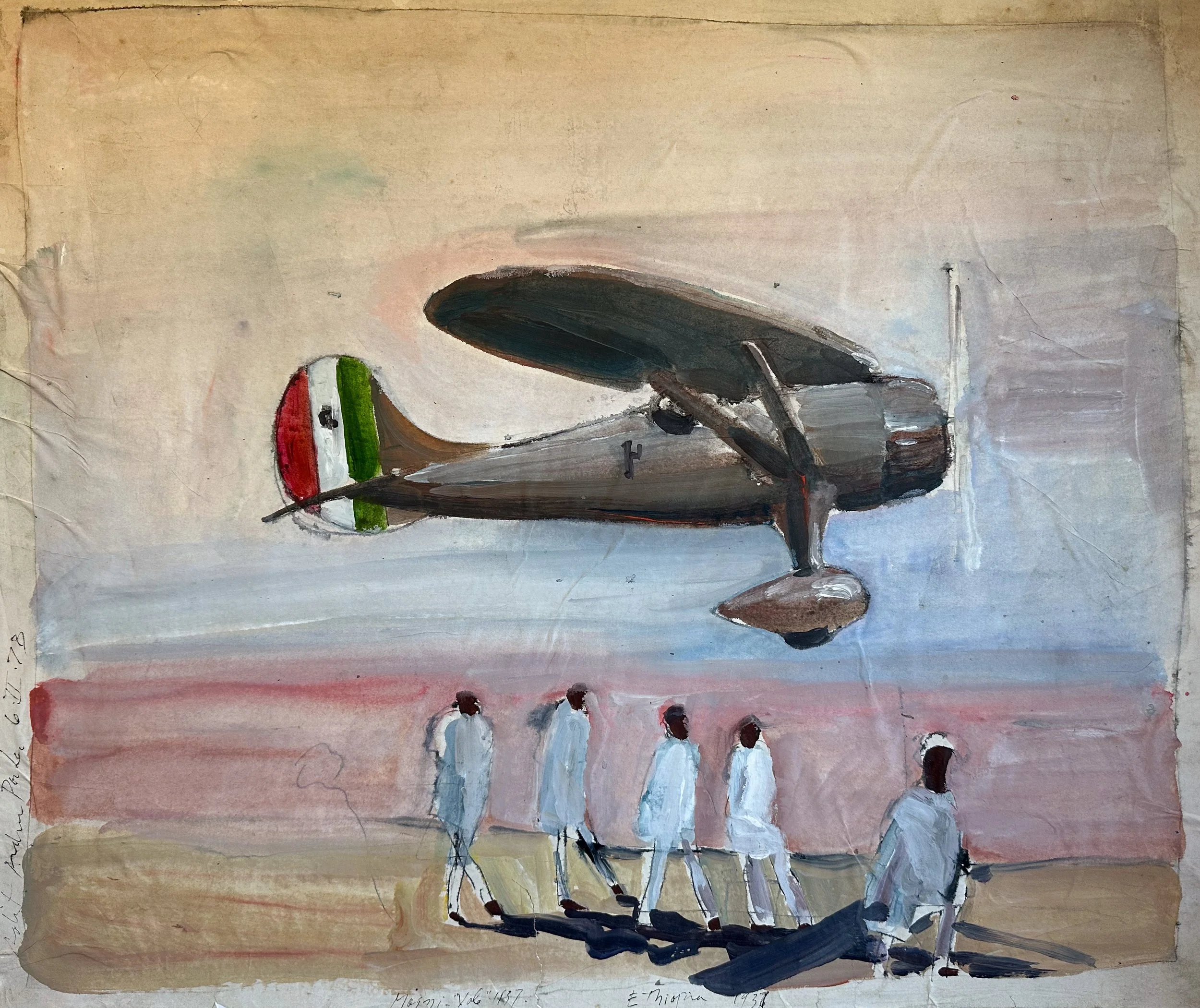Magni Vale in Ethiopia 1937 - watercolor on paper - 24"H x 28"W