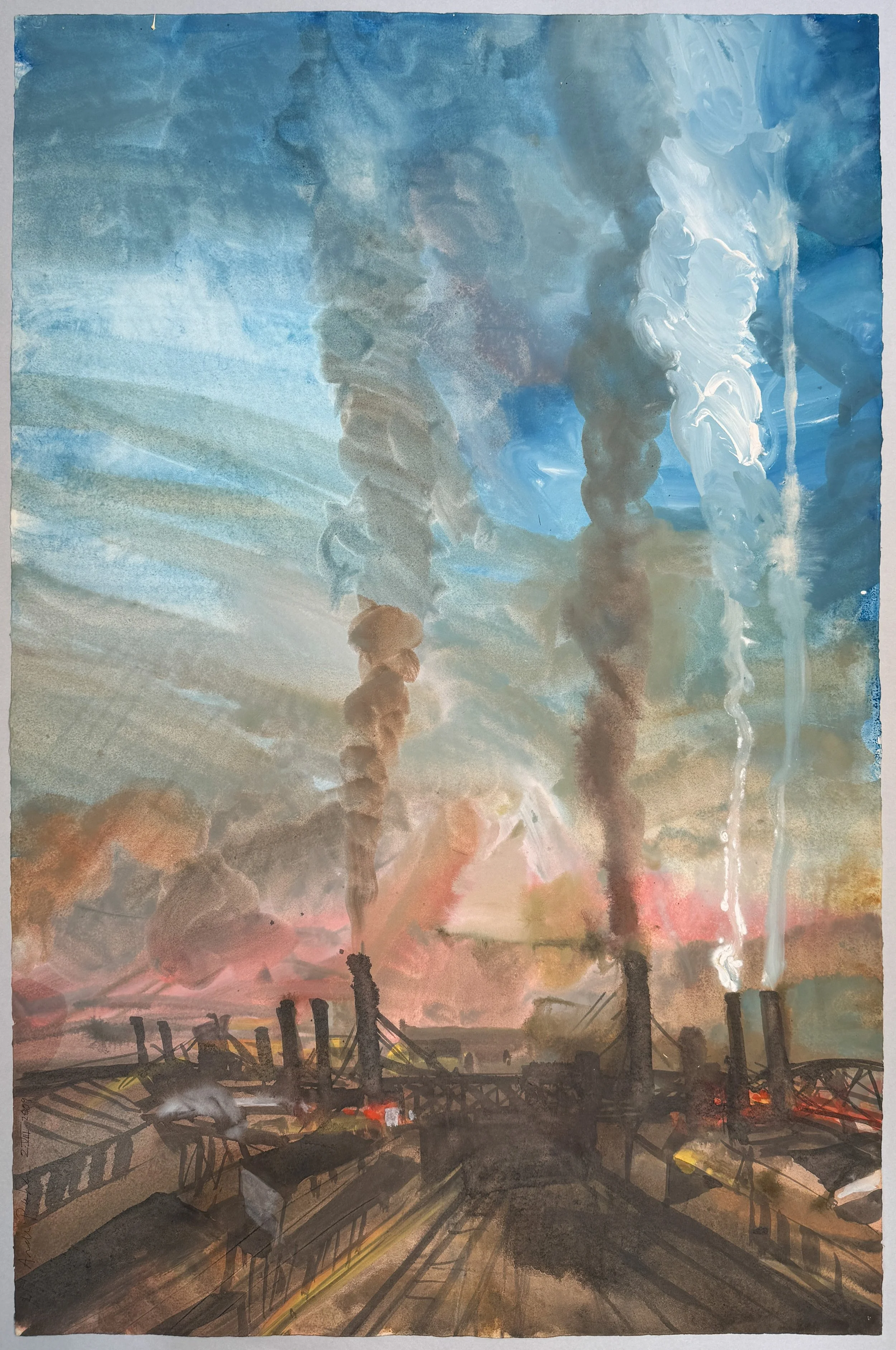 Inside the Factory - watercolor on paper - 40"H x 26"W