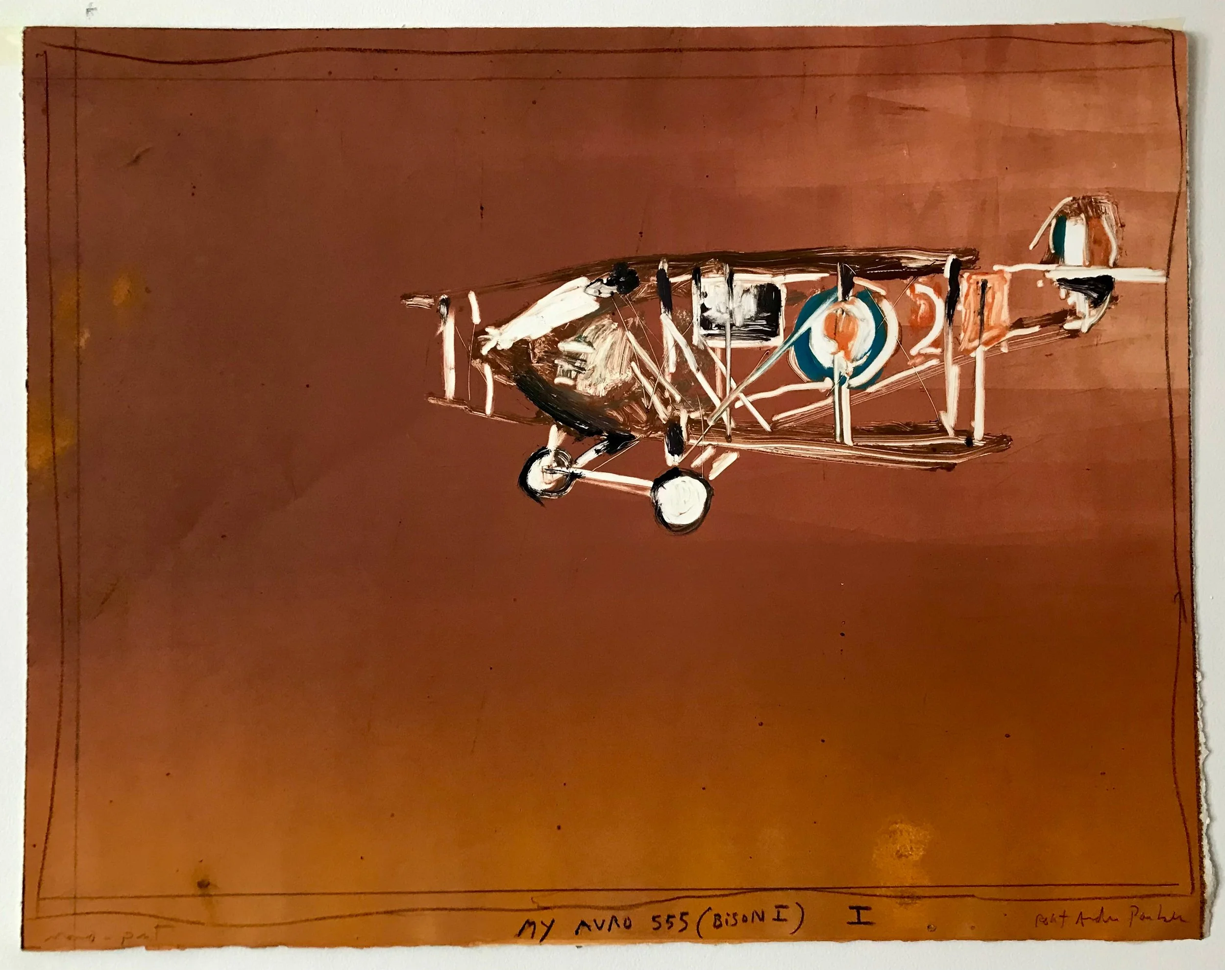 My Avro 555 Bison I - monoprint on paper - 20"H x 26"W