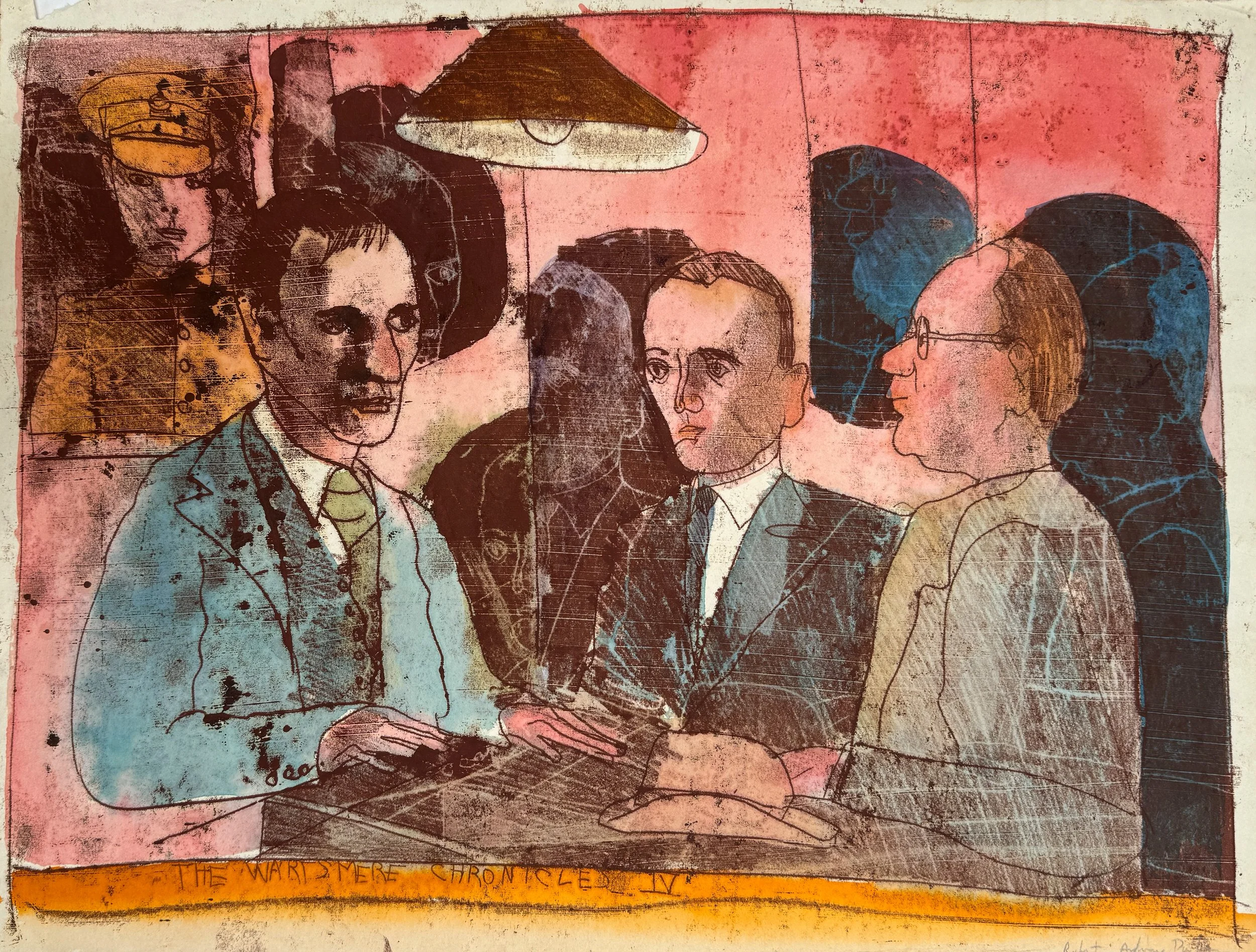 The Wartsmere Chronicles IV - hand tinted monotype - 16"H x 23"W