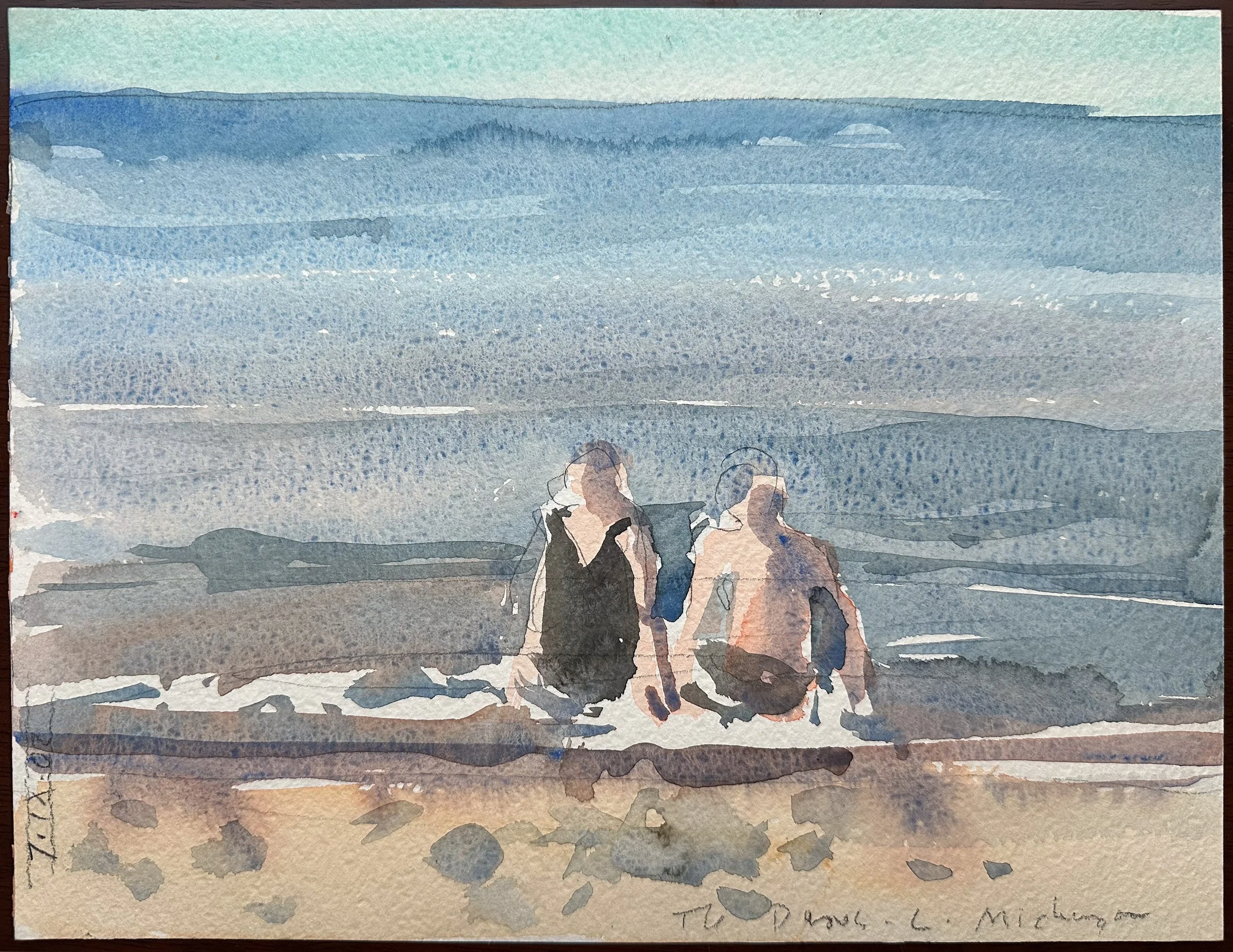 The Dunes, Lake Michigan - watercolor on paper - 9"H x 11 3/4"W 