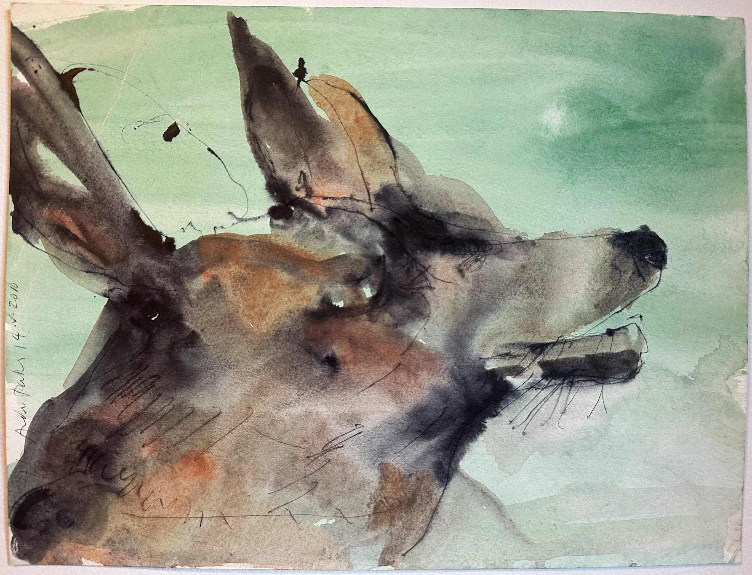 Wolf I - watercolor on paper - 12 1/2"H x 9 1/2"W