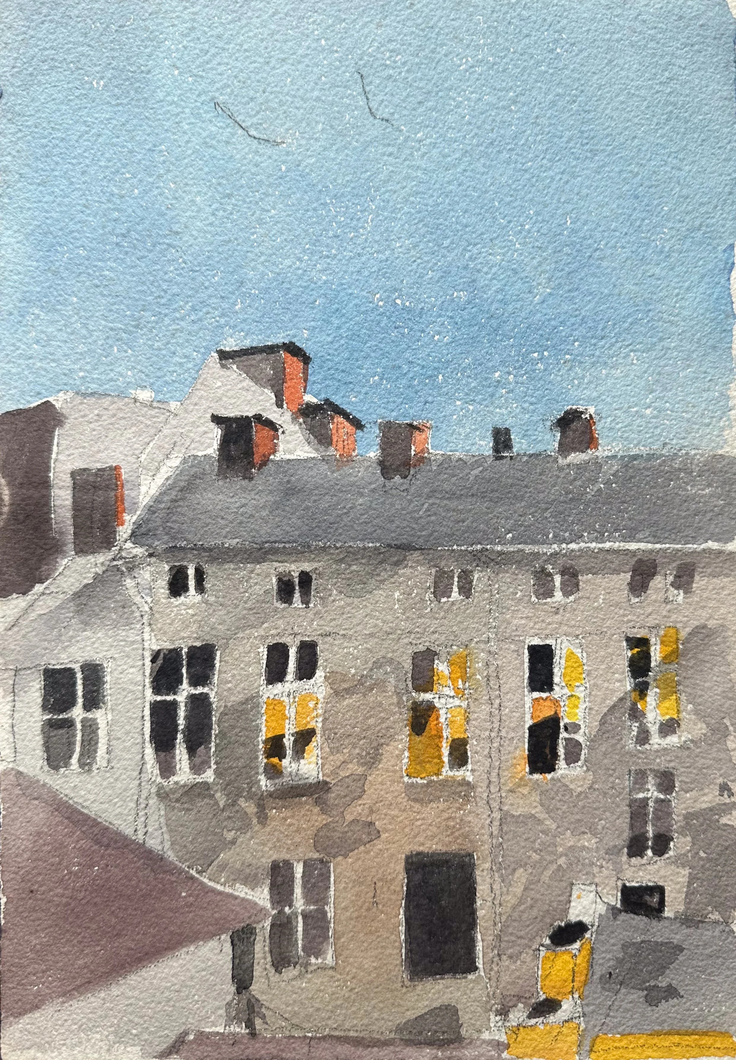 Krakow, Poland - watercolor on paper - 10 1/4"H x 7"W
