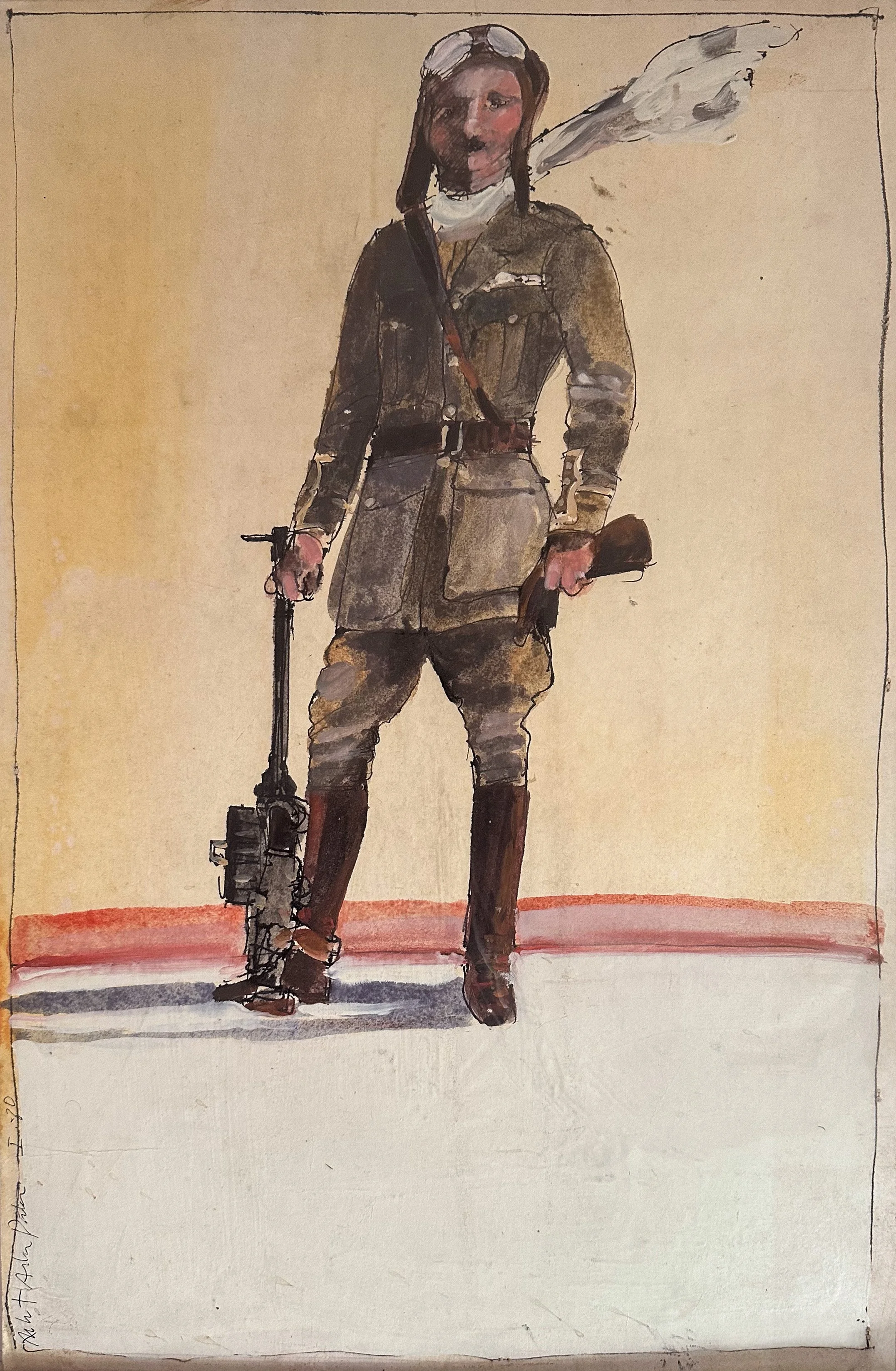 Fighter Pilot - watercolor on paper 