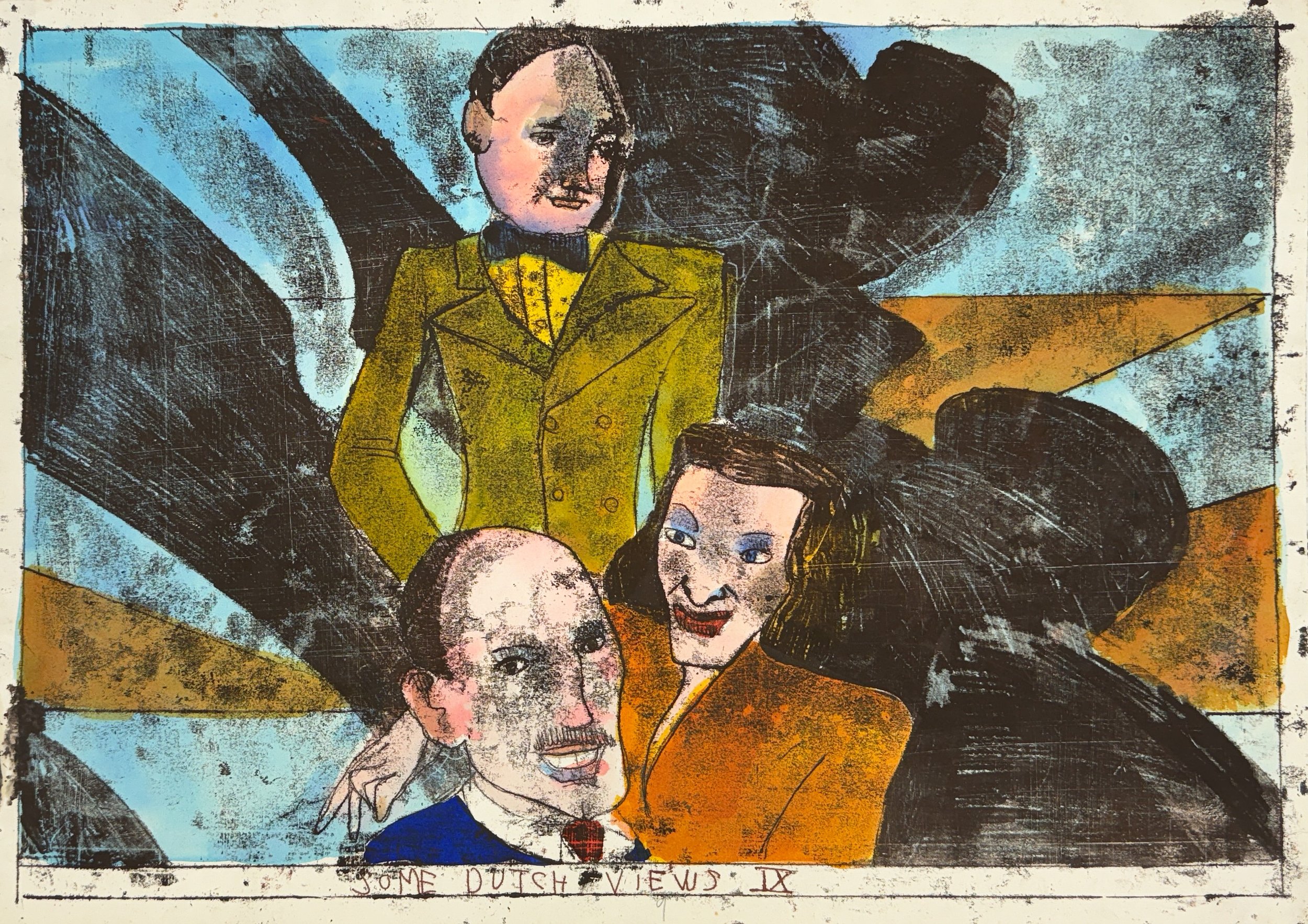 Some Dutch Views IX - hand tinted monotype - 18"H x 23"W