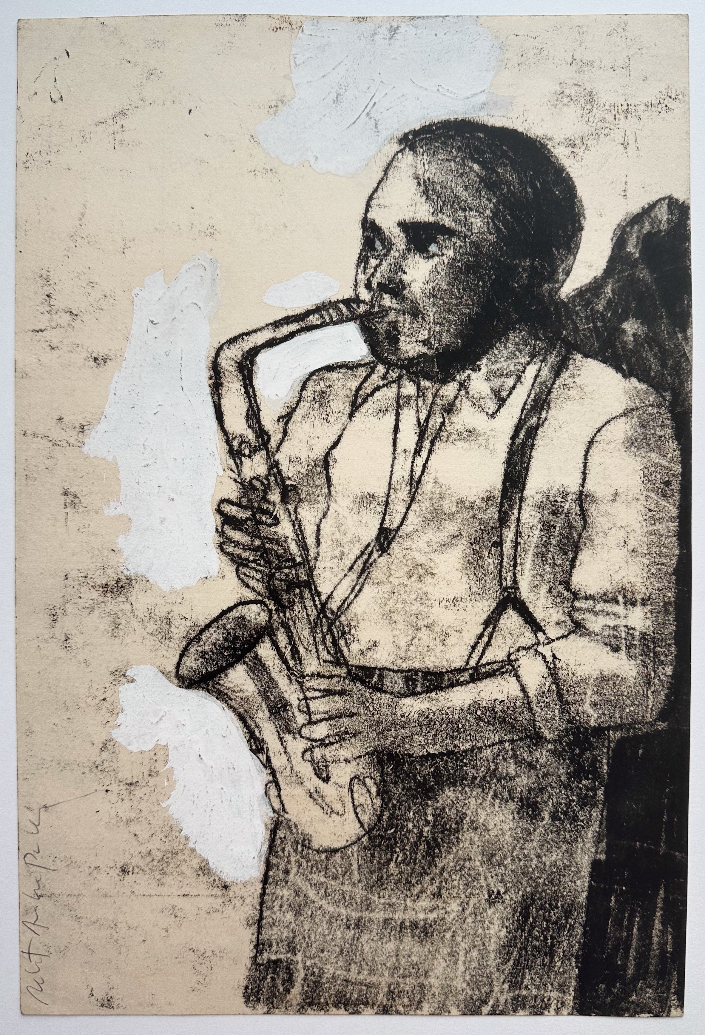 Charlie Parker - monotype - 13"H x 8 3/4"W