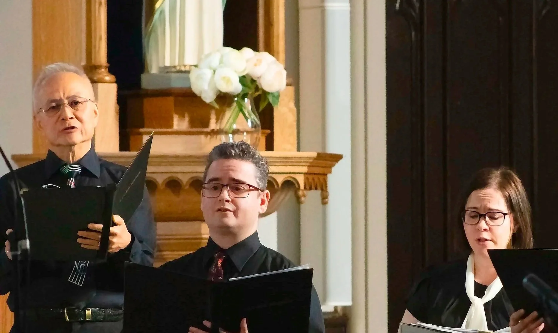 tenors, Peter and Matt working with alto, Jamie to convey the message