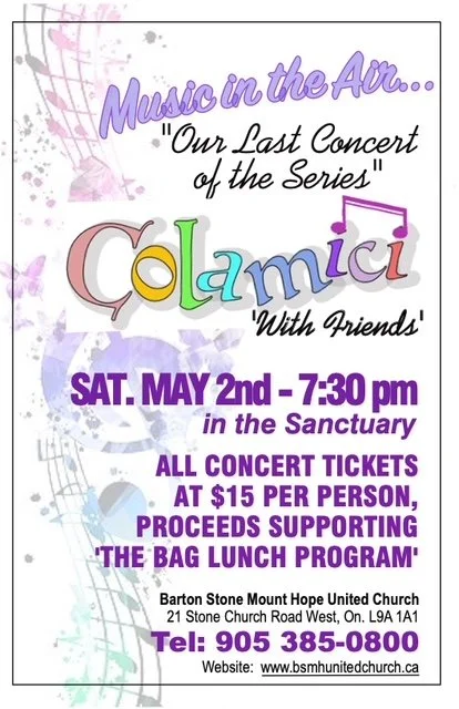 Colamici thoroughly enjoyed our time with our friends at Barton Stone Mount Hope United in 2025! Looking forward to our return to Barton Stone for their Music in the Air concert series Saturday, May 2!