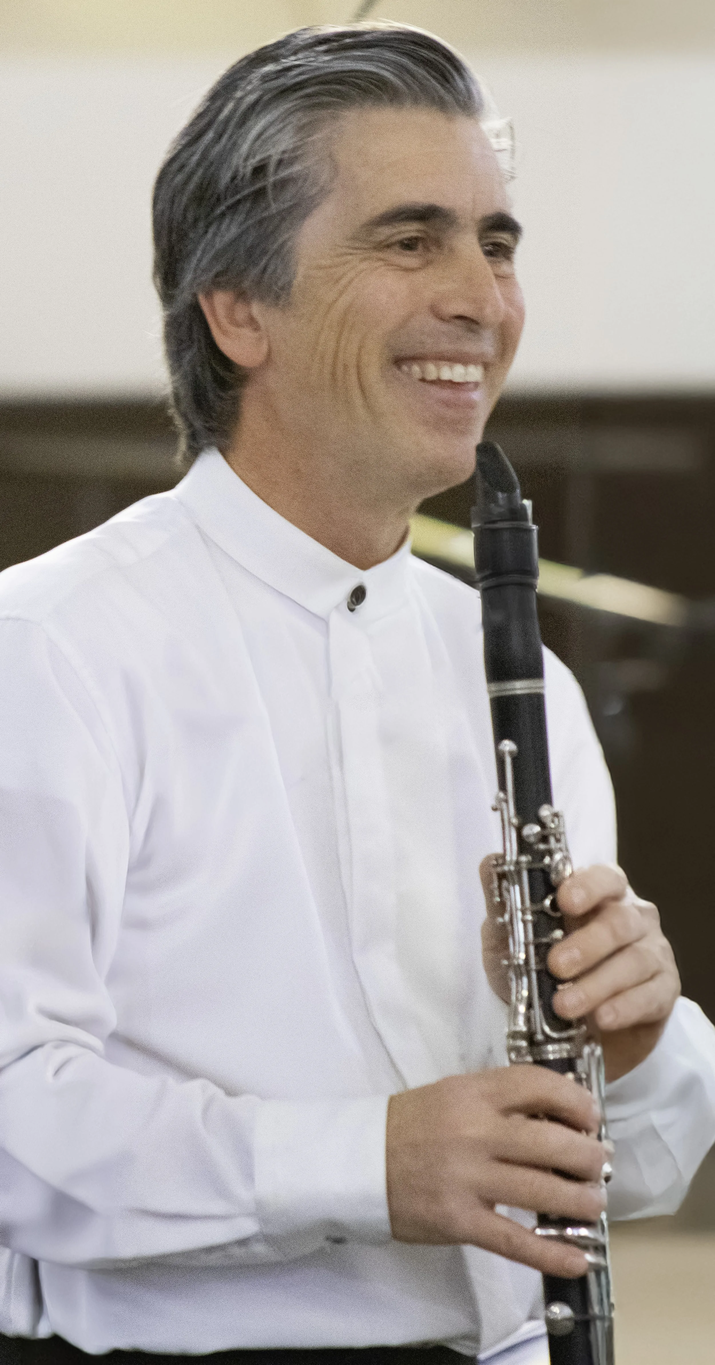 Sharing a smile during rehearsal.