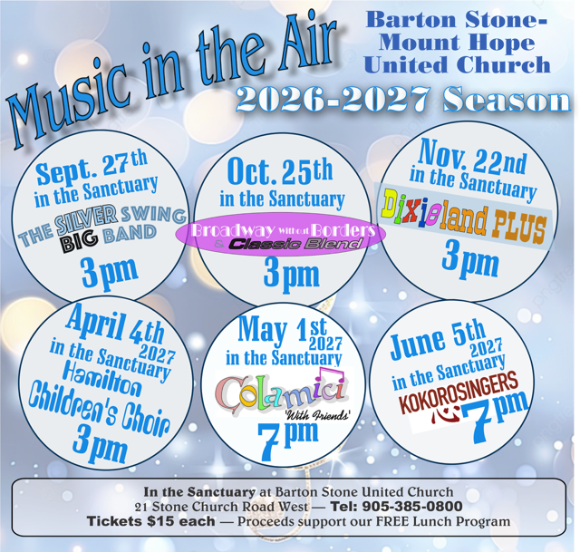 Thank you to our friends at Barton Stone United for featuring both Colamici and the BWB Singers in their 2026-27 Concert Series
