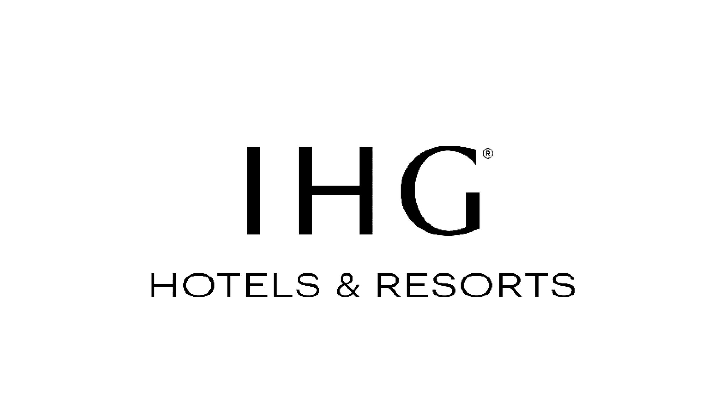 Black background with the white outline logo of IHG Hotels & Resorts.