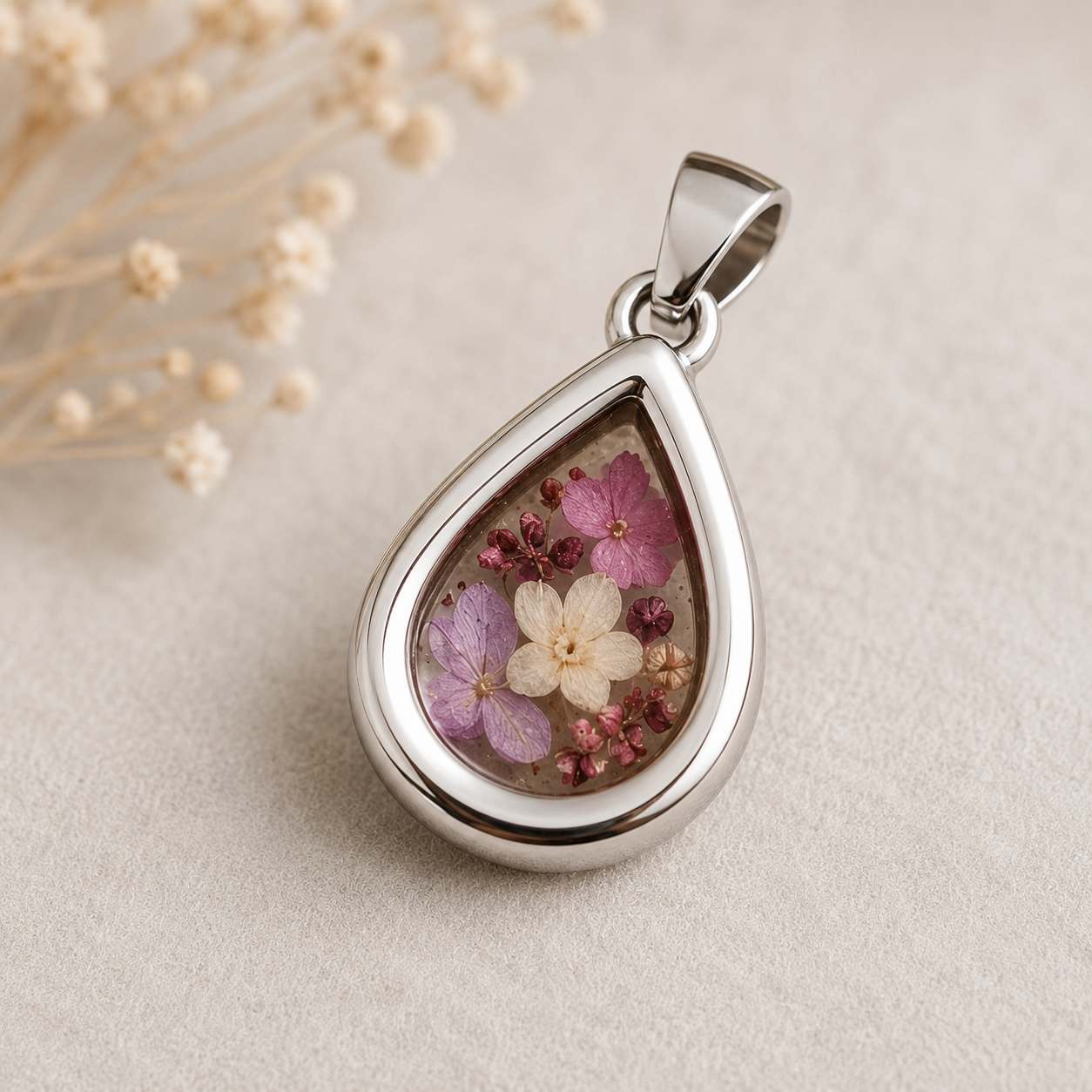 Flower Preservation Teardrop Pendant