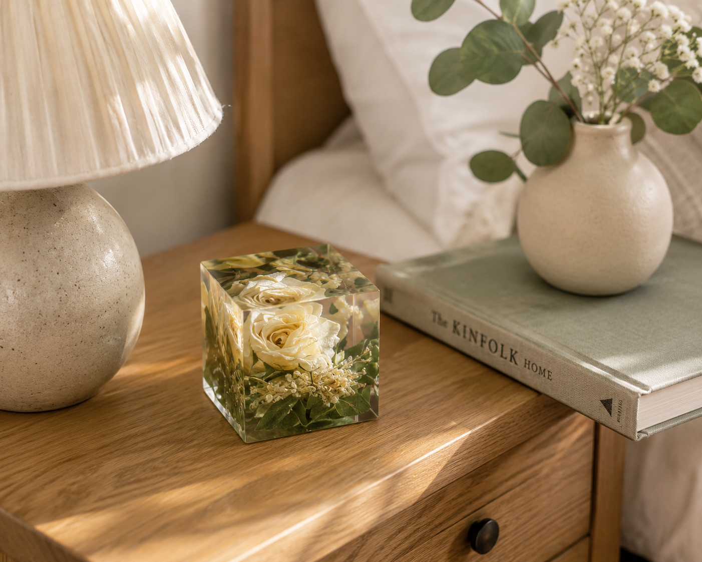 Flower Preservation Resin Cube – 10cm × 10cm Keepsake