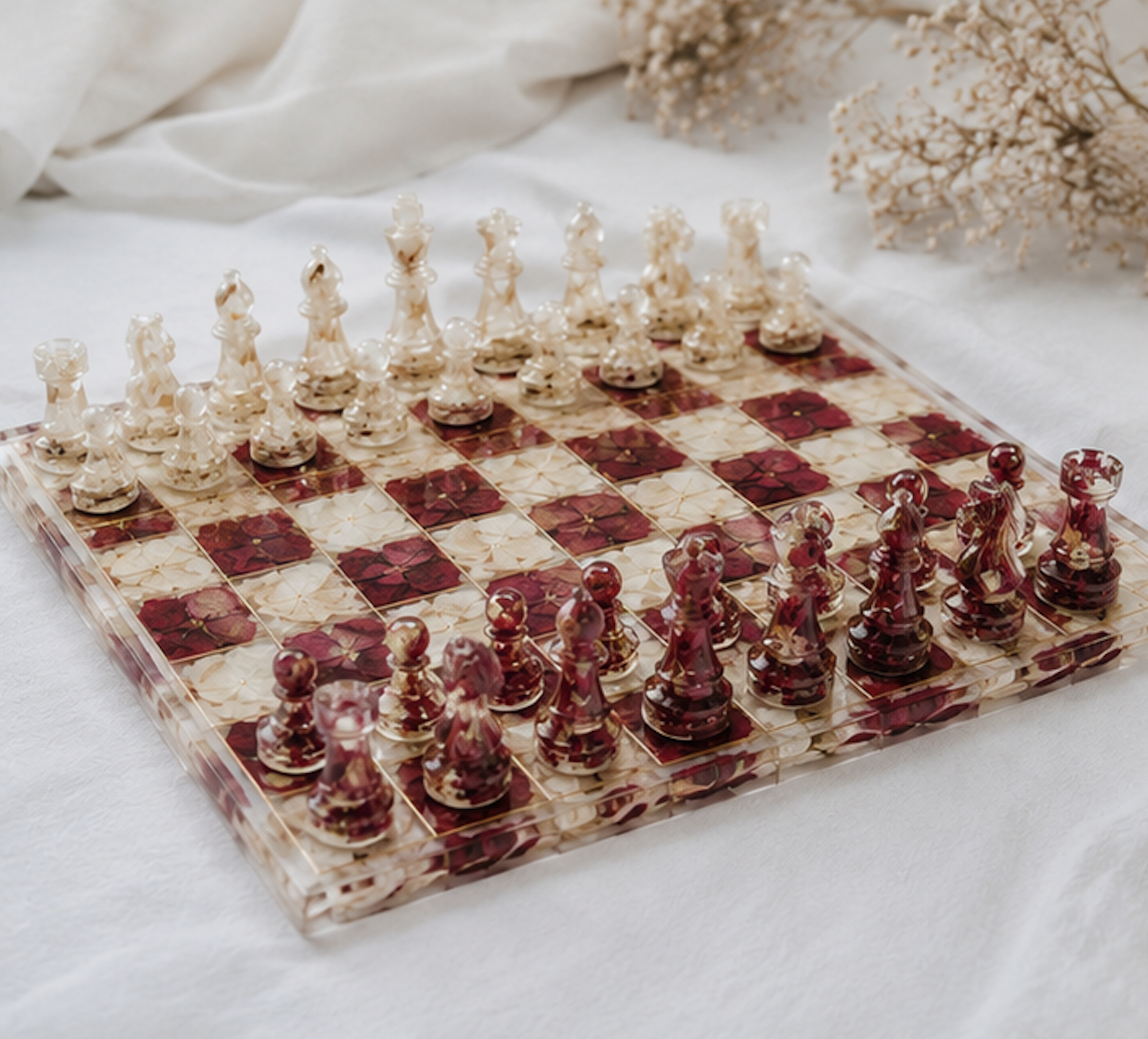 Bespoke Flower Preservation Resin Chess Set