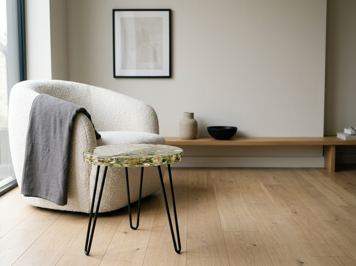Flower Preservation Round Coffee Table – 450mm Resin Top