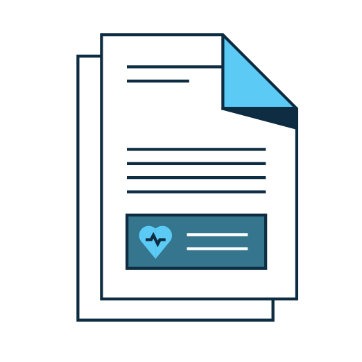 Icon of medical report or document with a heart rate symbol