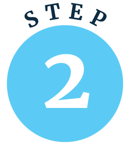 Blue circle with white numeral 2, surrounded by the words 'STEP' at the top.