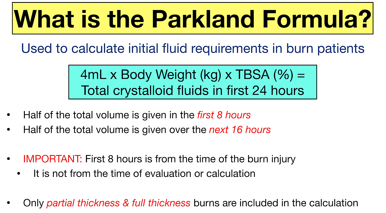 parkland formula burns calculator for adults