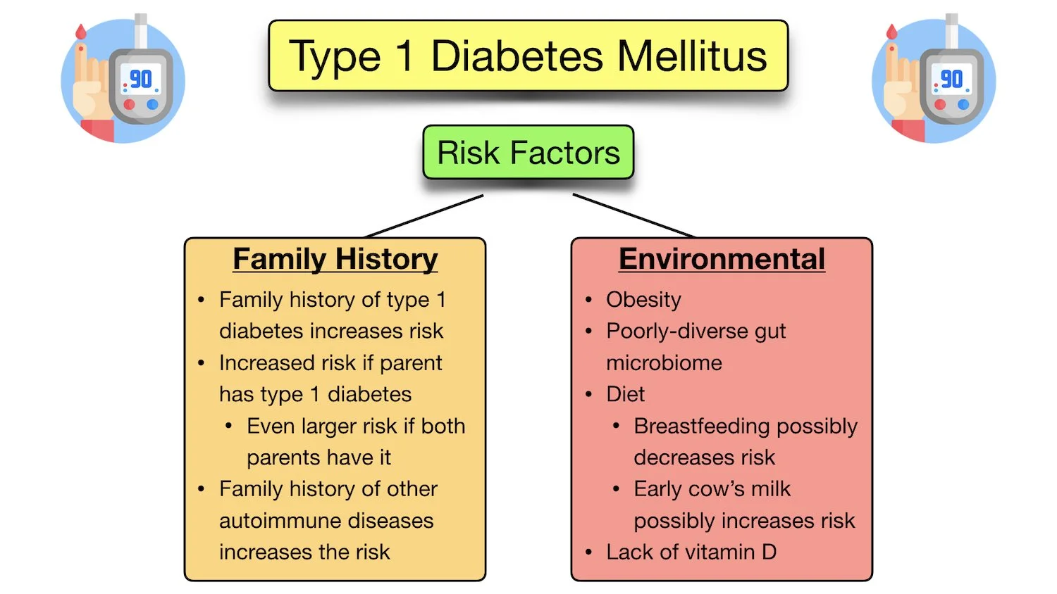 type 1 diabetes mellitus risk factors causes pathophysiology family history genetics diet vitamin d