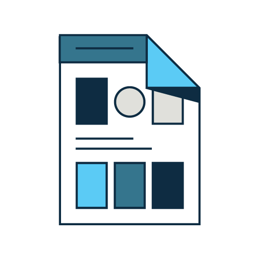 Icon of a document with graphics and a folded corner