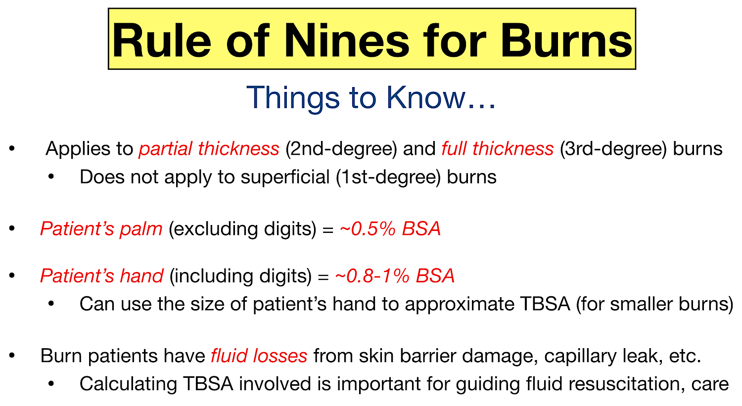 rule of nines burn calculator and formula