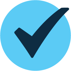 Blue checkmark inside a blue circular background