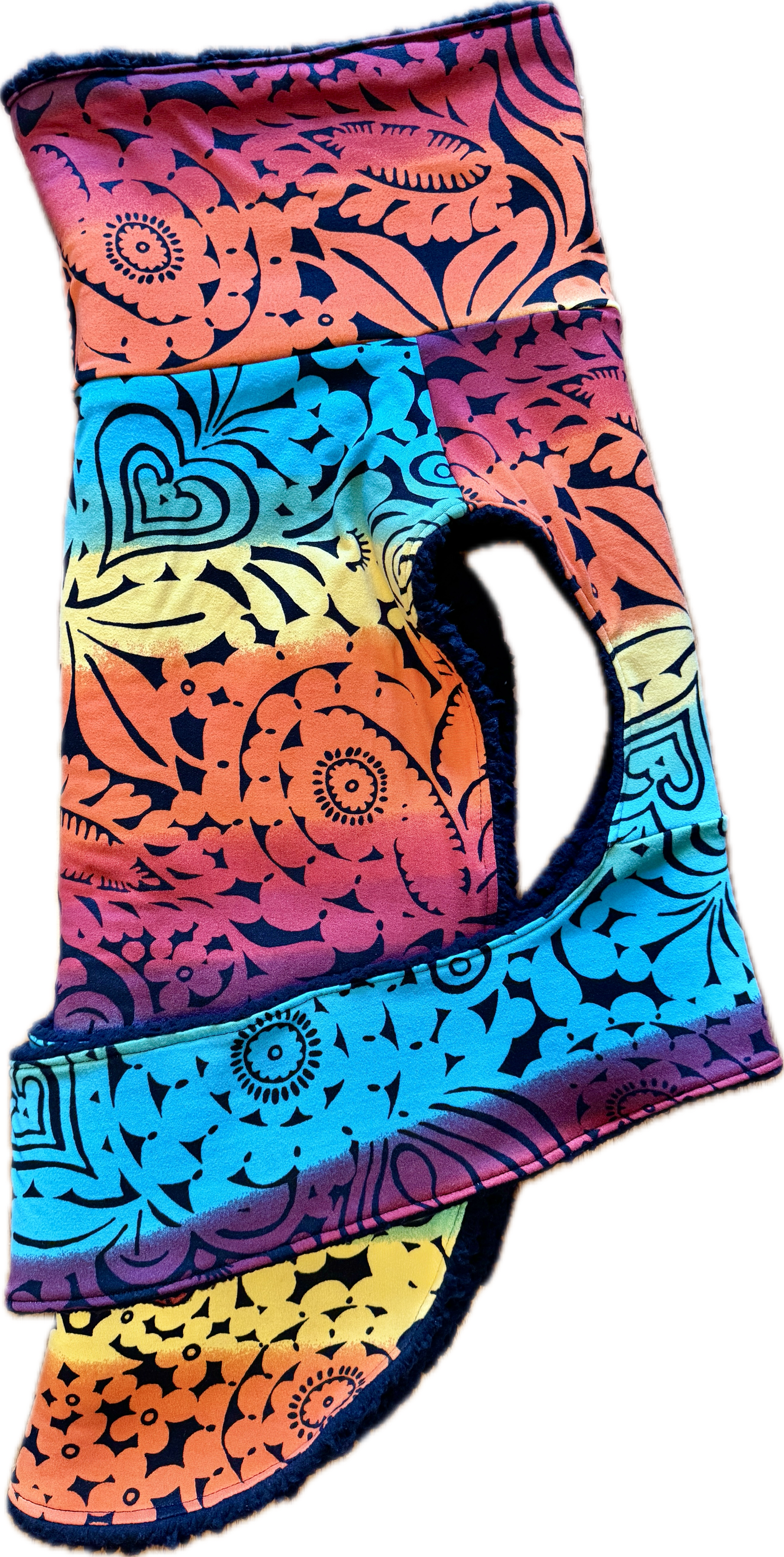 Stencils on Rainbow Sherpa-Lined Dog Jacket