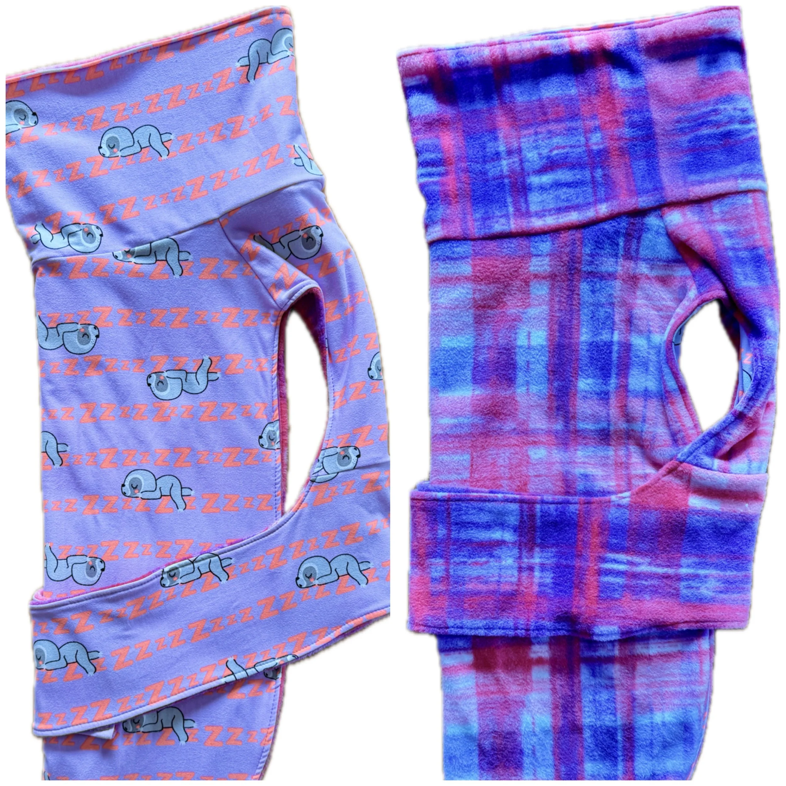 Reversible Sloth-Plaid Dog Jacket