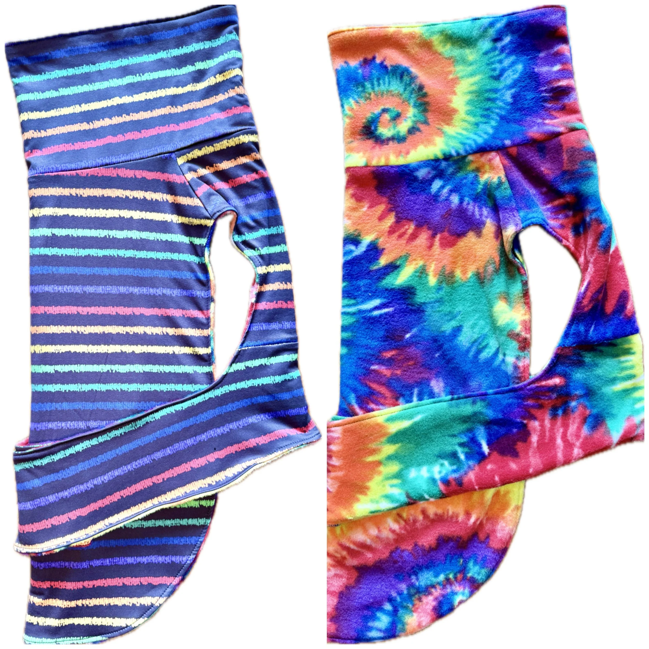 Reversible Rainbow Stripes and Tie Dye Dog Jacket